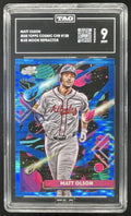 2025 Topps Cosmic Chrome Blue Moon Refractor #138 Matt Olson /99 TAG 9 product image 1, provided for visual reference and