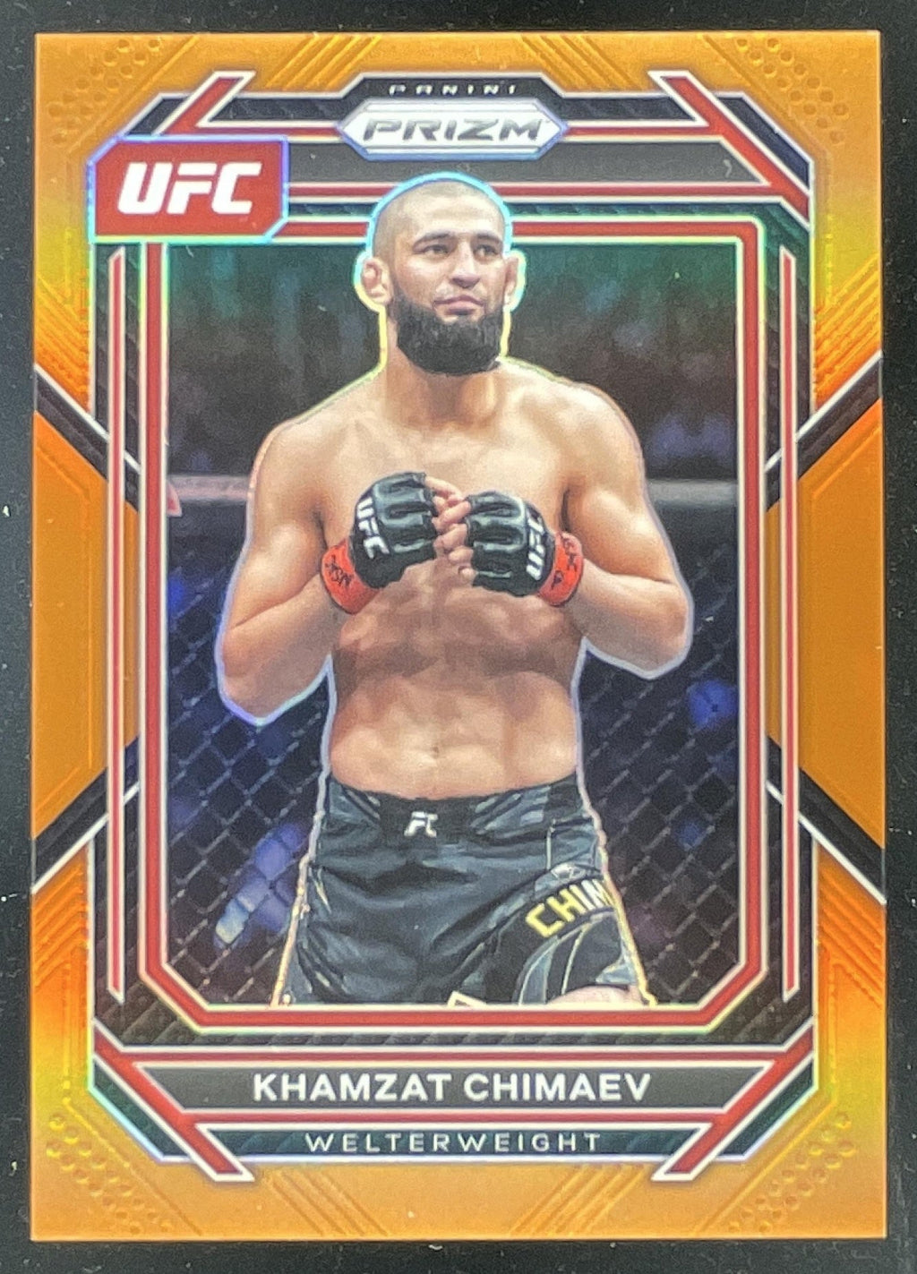 2023 Panini Prizm UFC Orange Prizms #150 Khamzat Chimaev /99 product image 1, provided for visual reference and product