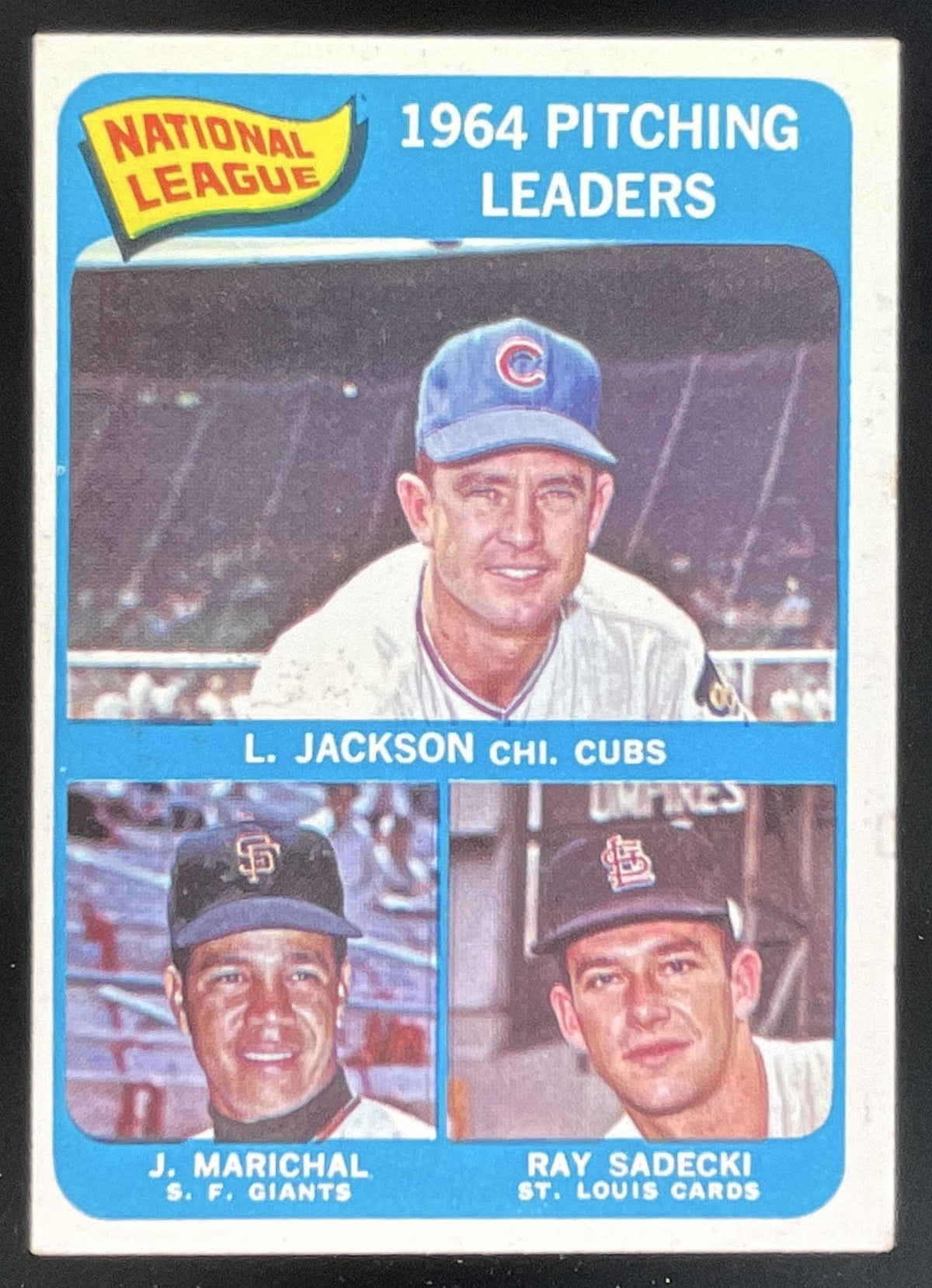 1965 Topps #10 National League Larry Jackson Juan Marichal Ray Sadecki product image 1, provided for visual reference and