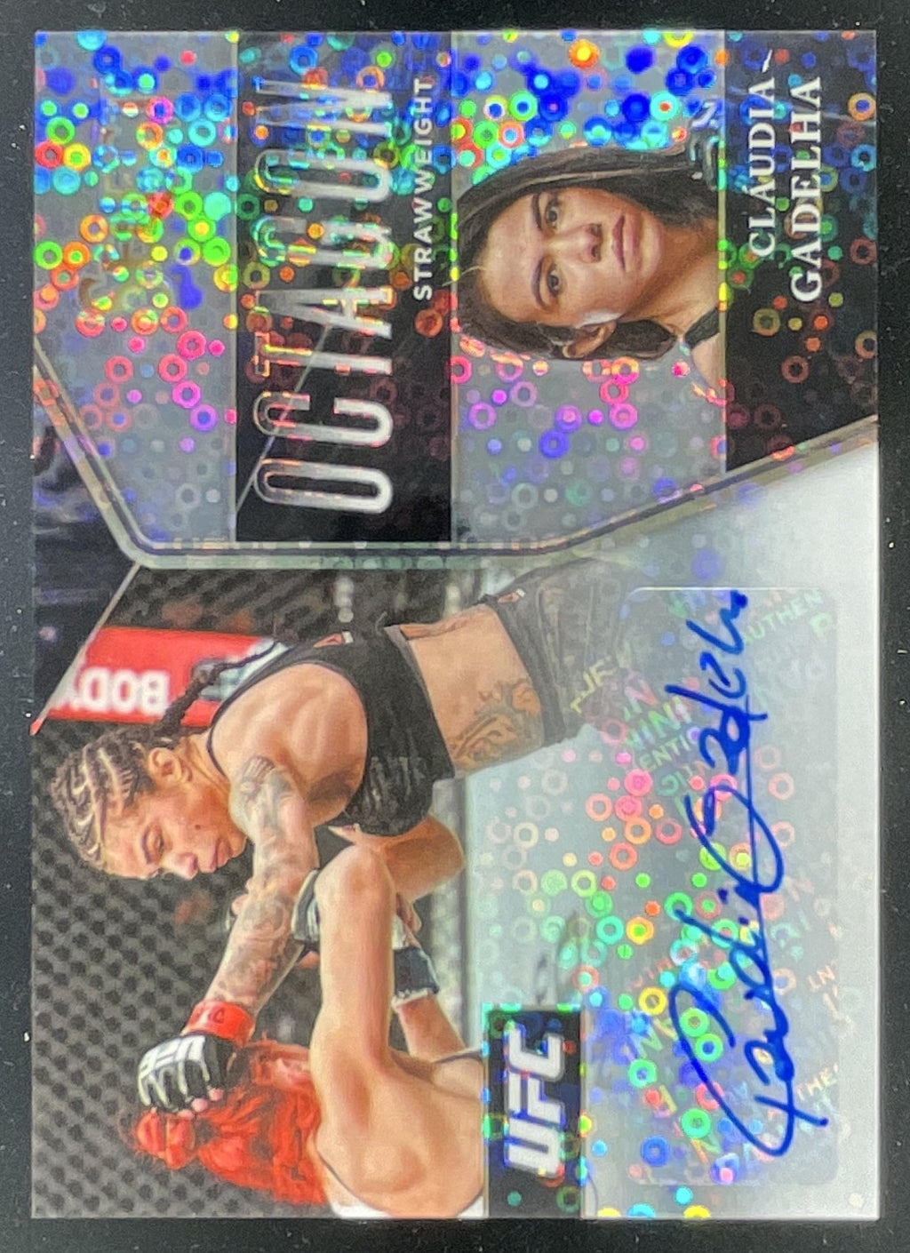 2021 Select UFC Octagon Action Disco Prizms #OA-CGD Claudia Gadelha Auto product image 1, provided for visual reference and