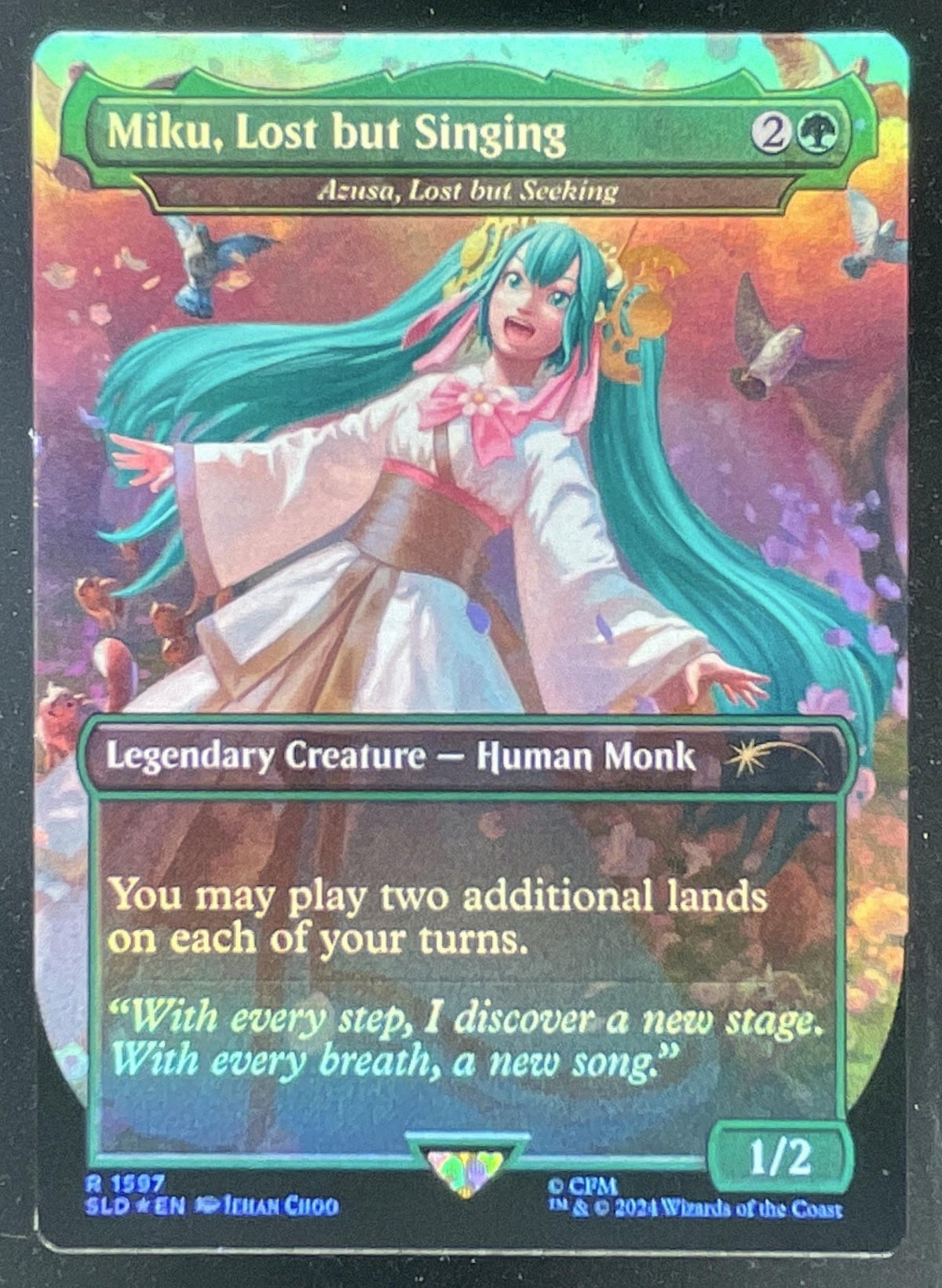 Magic The Gathering Miku, Lost but Singing Azusa, Lost but Seeking Rainbow Foil product image 1, provided for visual