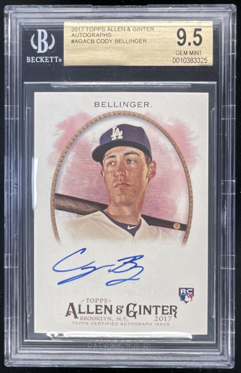 2017 Topps Allen & Ginter X Full Size #AGA-CB Cody Bellinger RC Auto BGS 9.5 product image 1, provided for visual reference