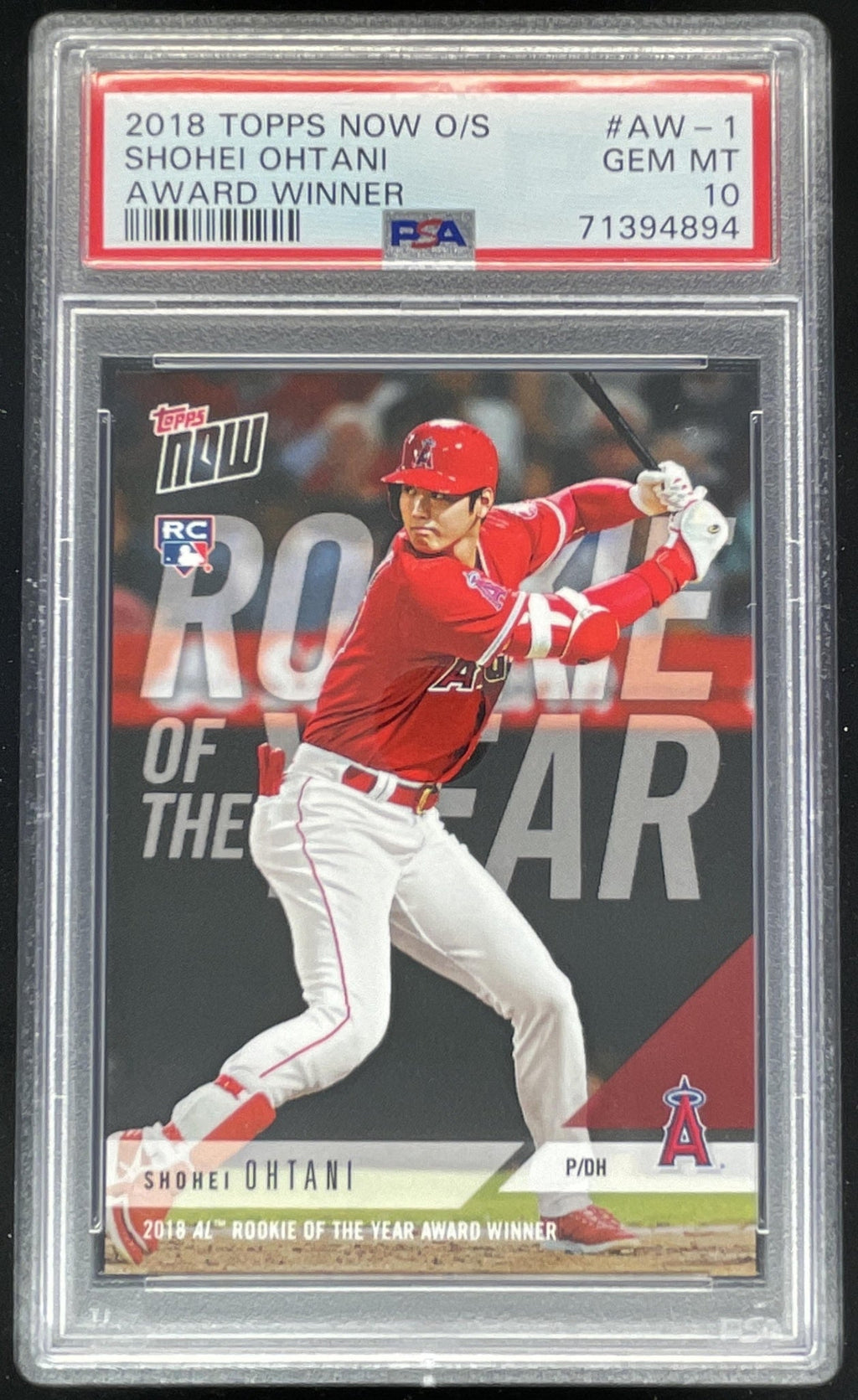2018 Topps Now Award Winners #AW-1 Shohei Ohtani RC PSA 10 product image 1, provided for visual reference and product detail