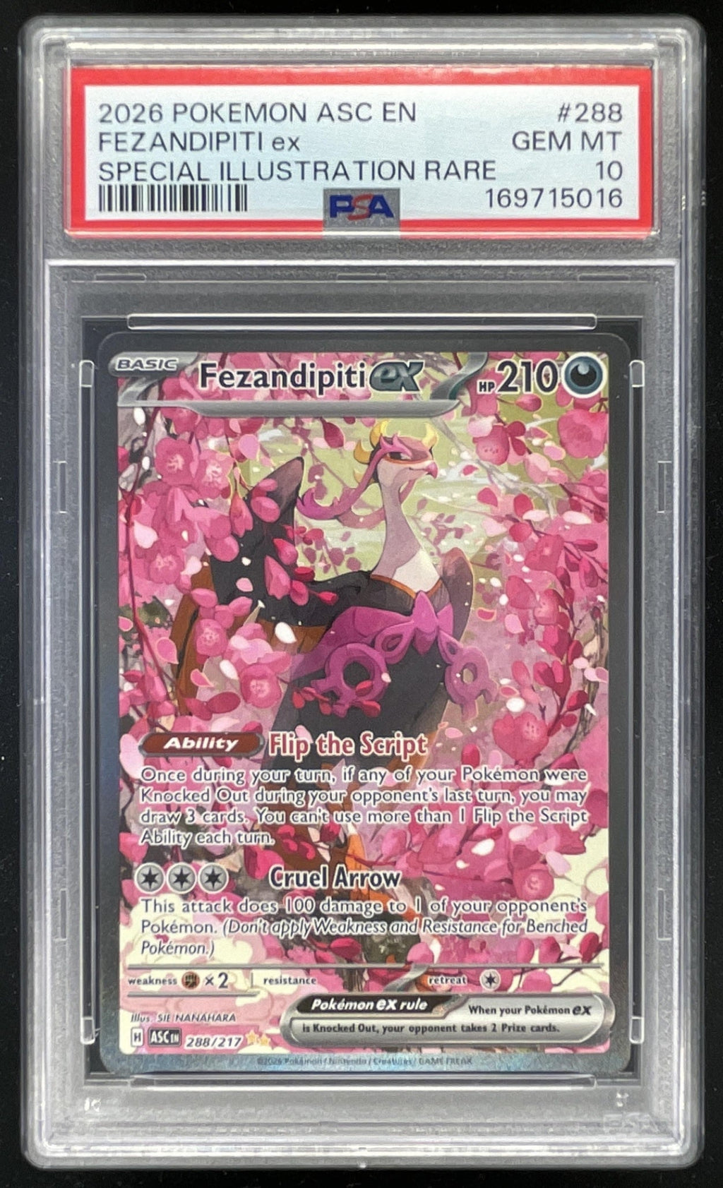 2026 Pokemon Ascended Heroes #288/217 Fezandipiti ex Special Illustration PSA 10 product image 1, provided for visual