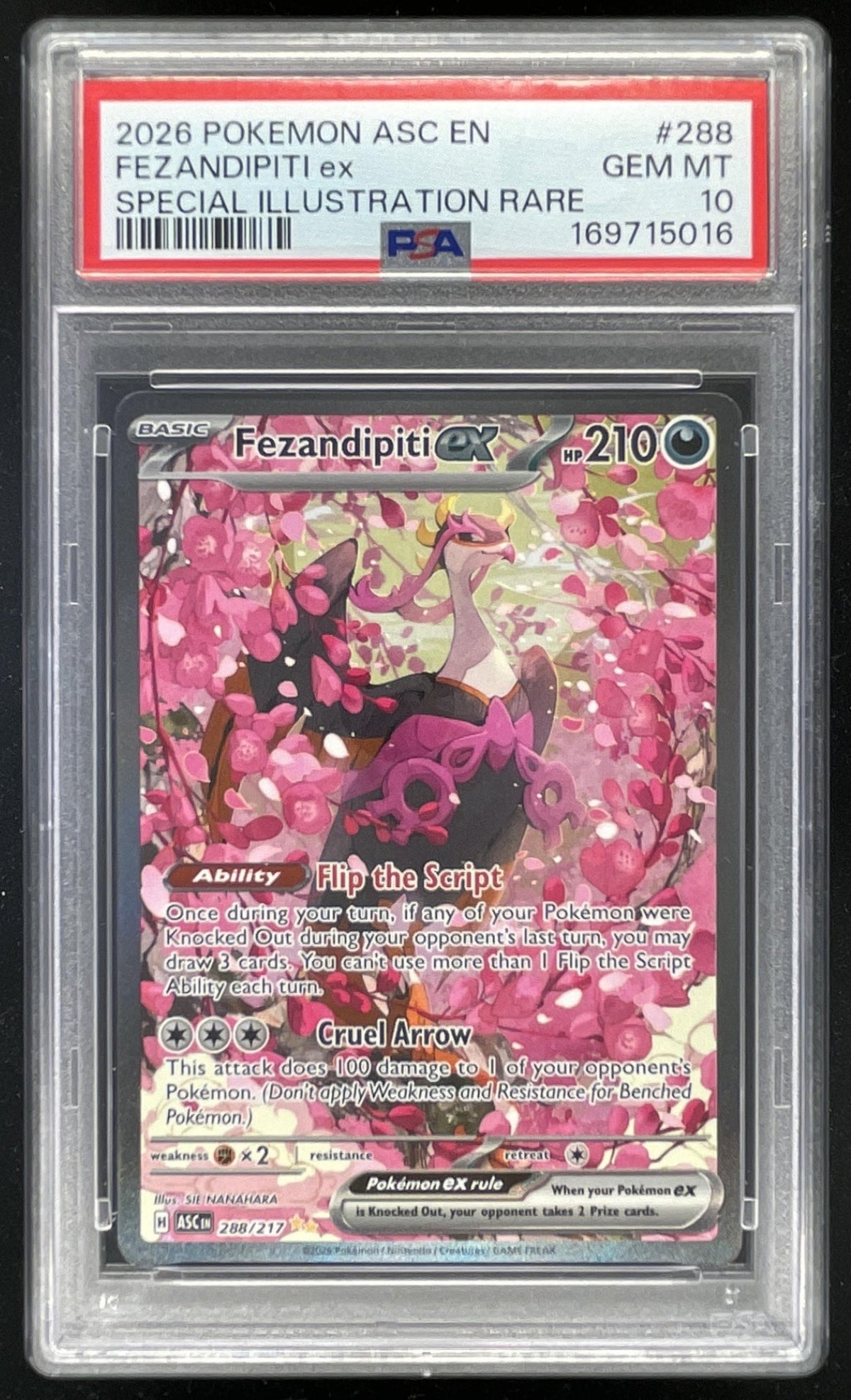 2026 Pokemon Ascended Heroes #288/217 Fezandipiti ex Special Illustration PSA 10 product image 1, provided for visual