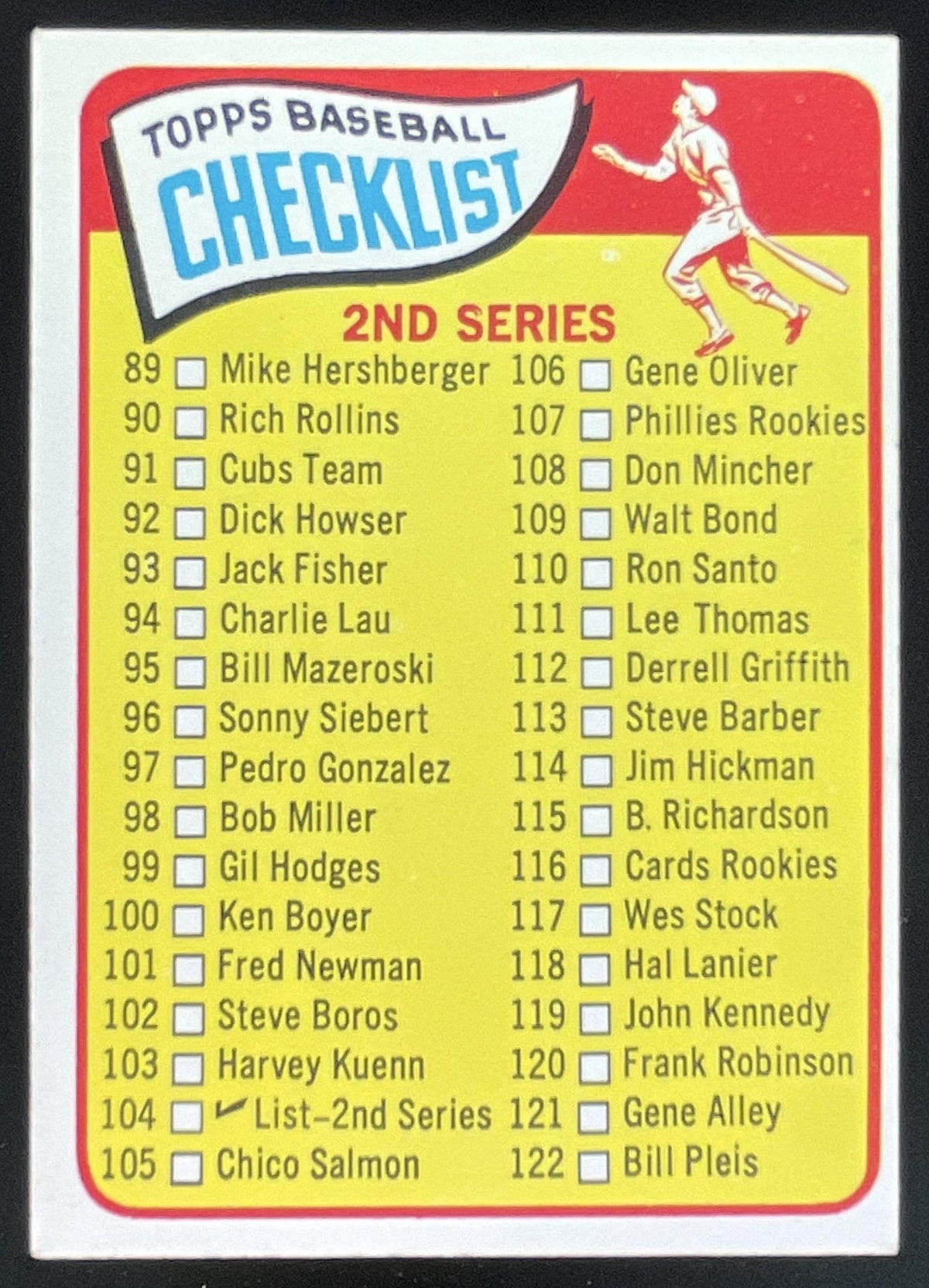 1965 Topps #104 2nd Series Checklist: 89-176 product image 1, provided for visual reference and product detail review