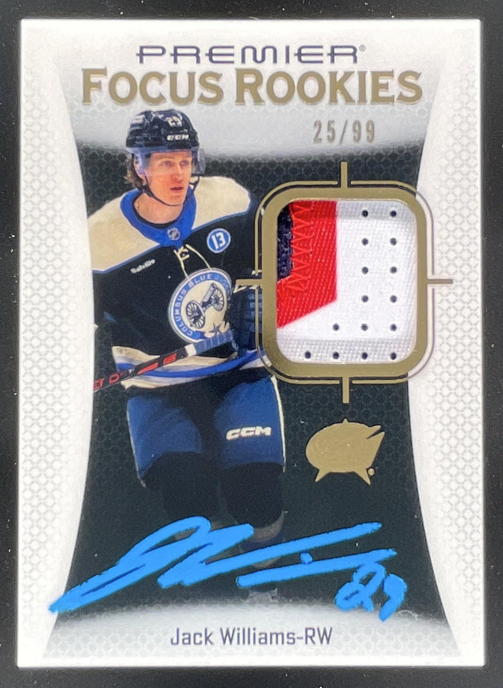 2025 UD Premier Focus Rookies Auto Patch #PFR-JW Jack Williams RC Auto /99 product image 1, provided for visual reference