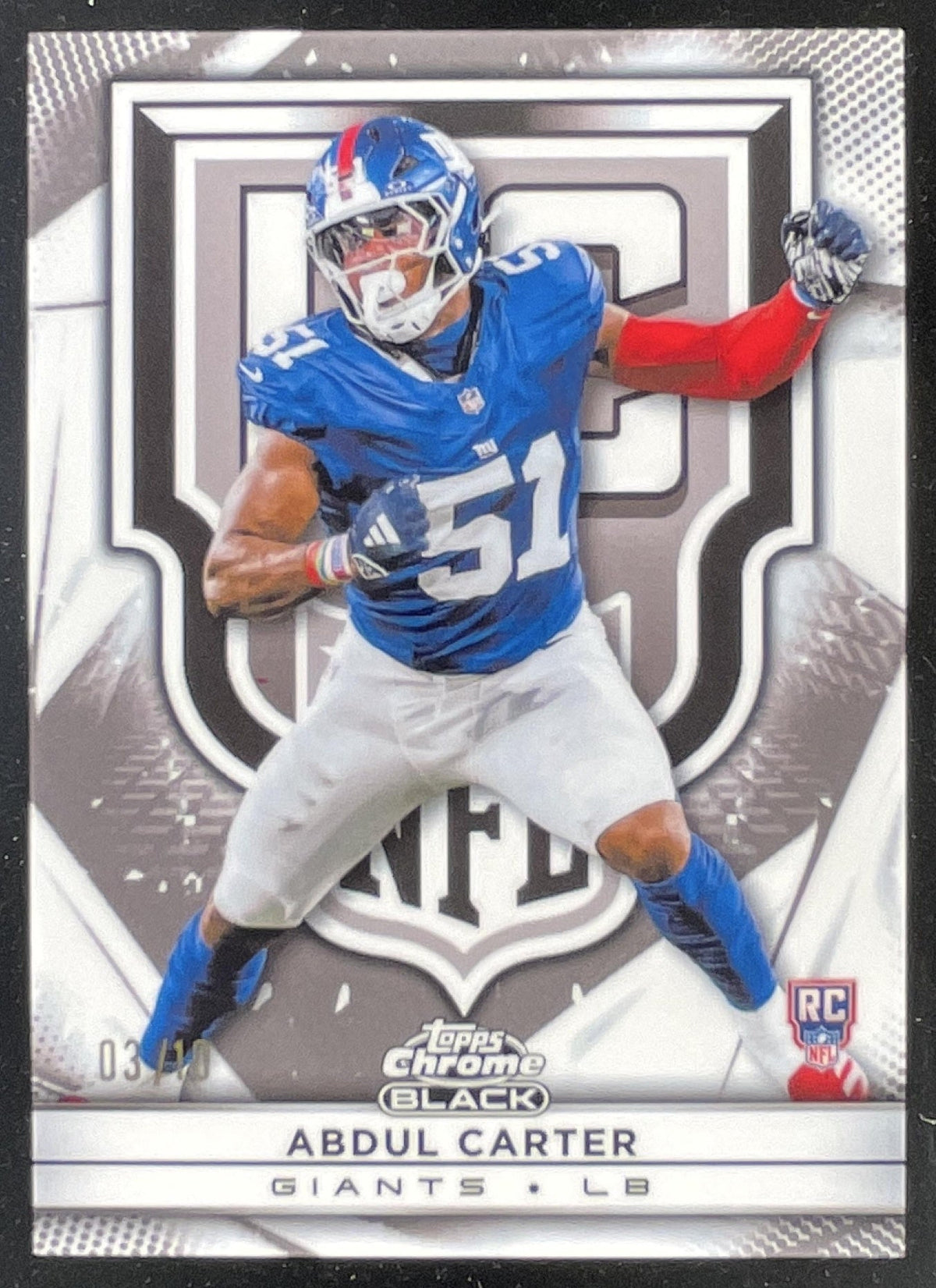 2025 Topps Chrome Black Rookie Design Variation White #RV-21 Abdul Carter RC /10 product image 1, provided for visual