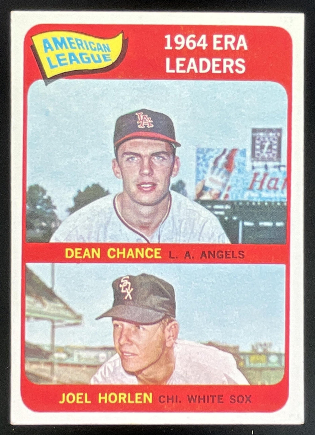 1965 Topps #7 American League 1964 ERA Leaders Dean Chance Joel Horlen product image 1, provided for visual reference and