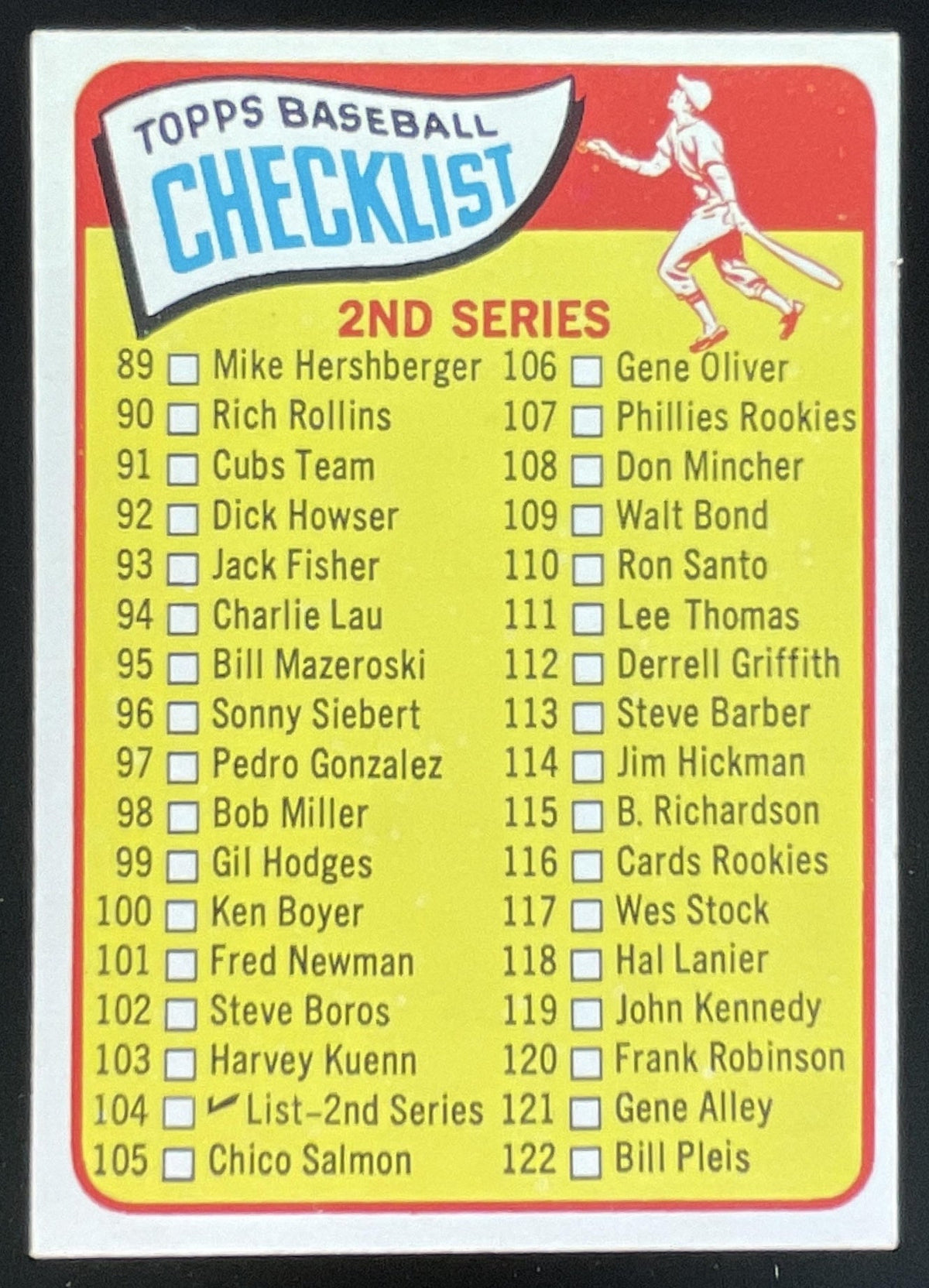 1965 Topps #104 2nd Series Checklist: 89-176 product image 1, provided for visual reference and product detail review