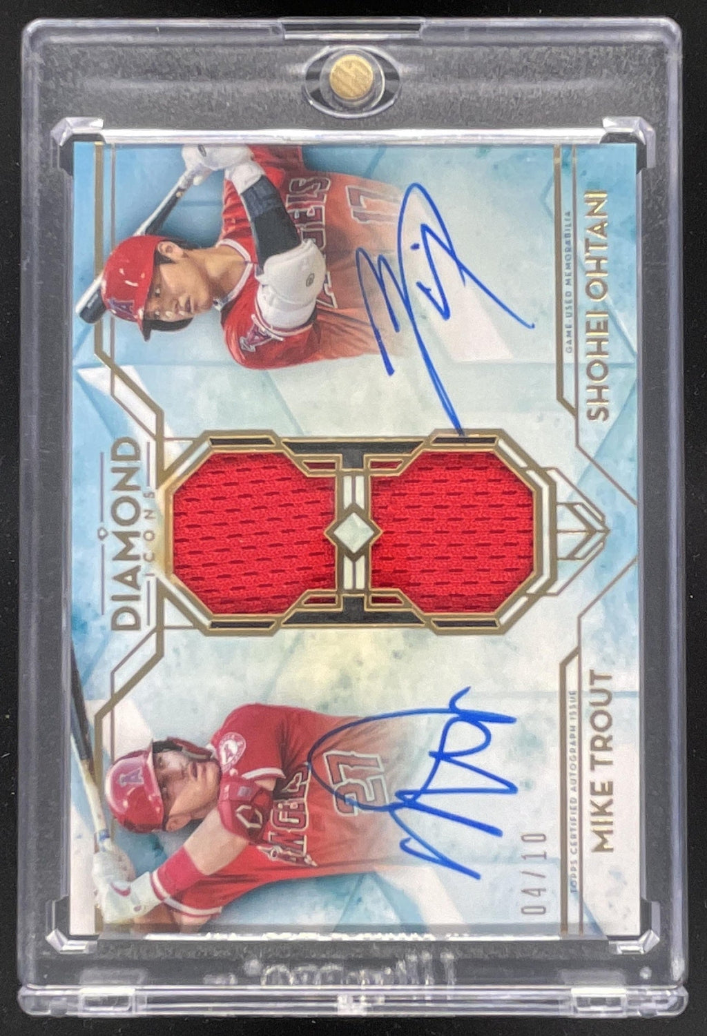 2020 Topps Diamond Icons Dual-Player Relics Shohei Ohtani Mike Trout Auto /10 product image 1, provided for visual reference