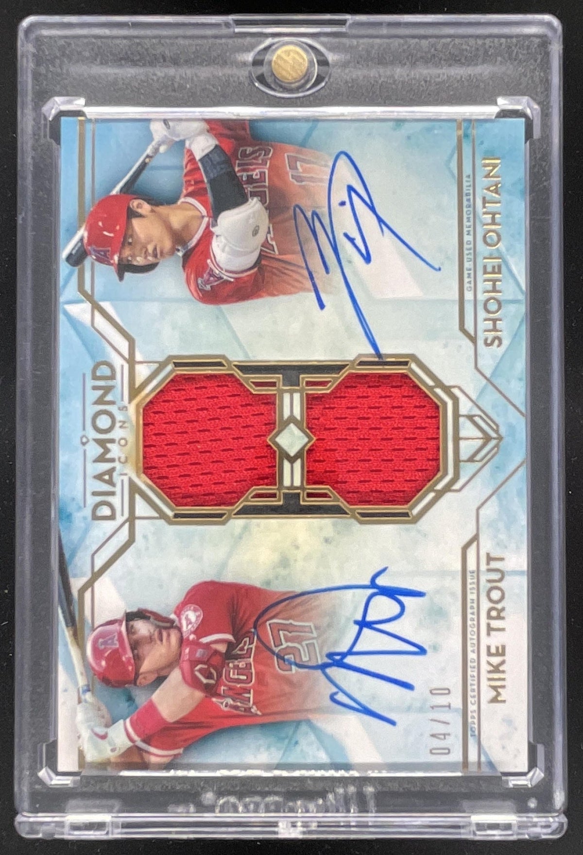 2020 Topps Diamond Icons Dual-Player Relics Shohei Ohtani Mike Trout Auto /10 product image 1, provided for visual reference