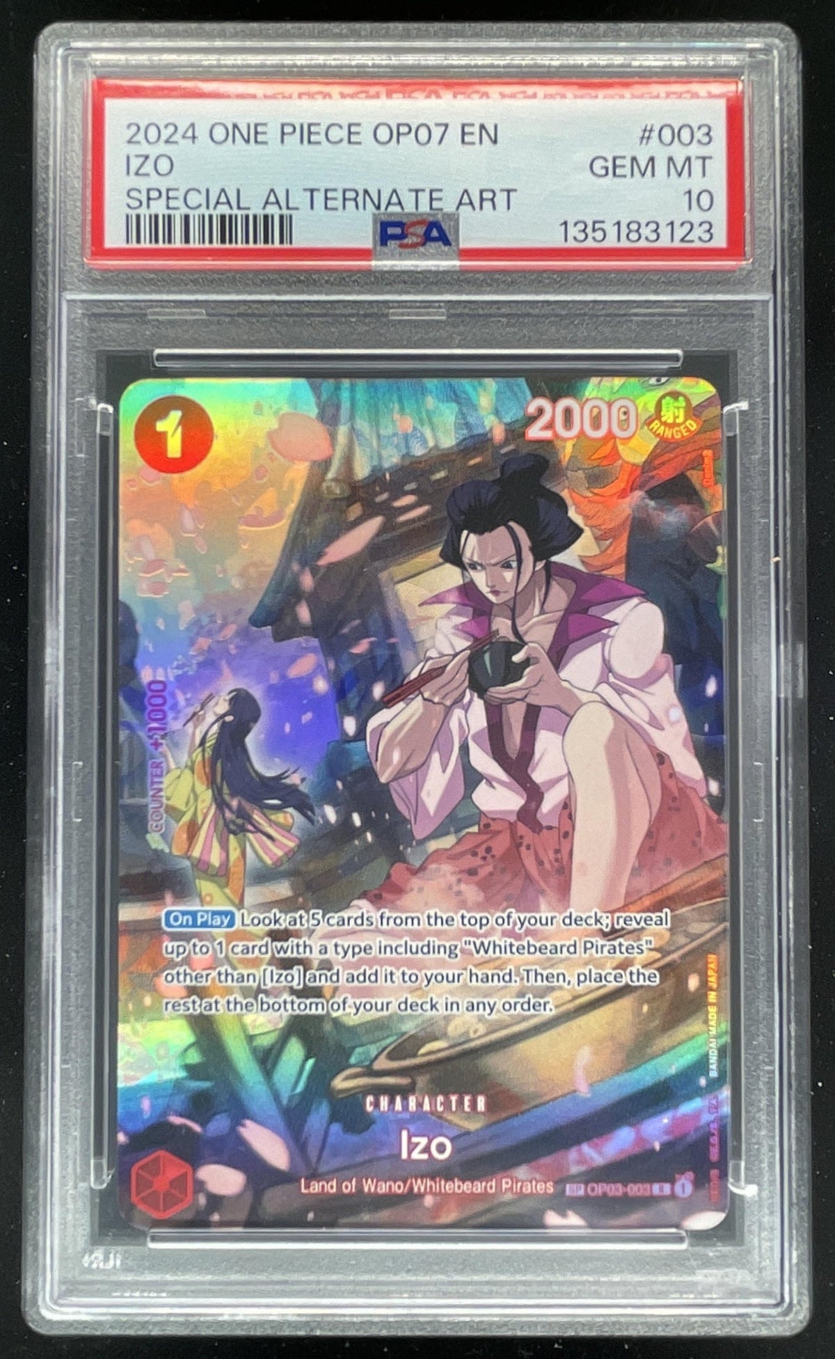 2024 One Piece 500 Years in the Future Special Alternate Art #OP03003 Izo PSA 10 product image 1, provided for visual