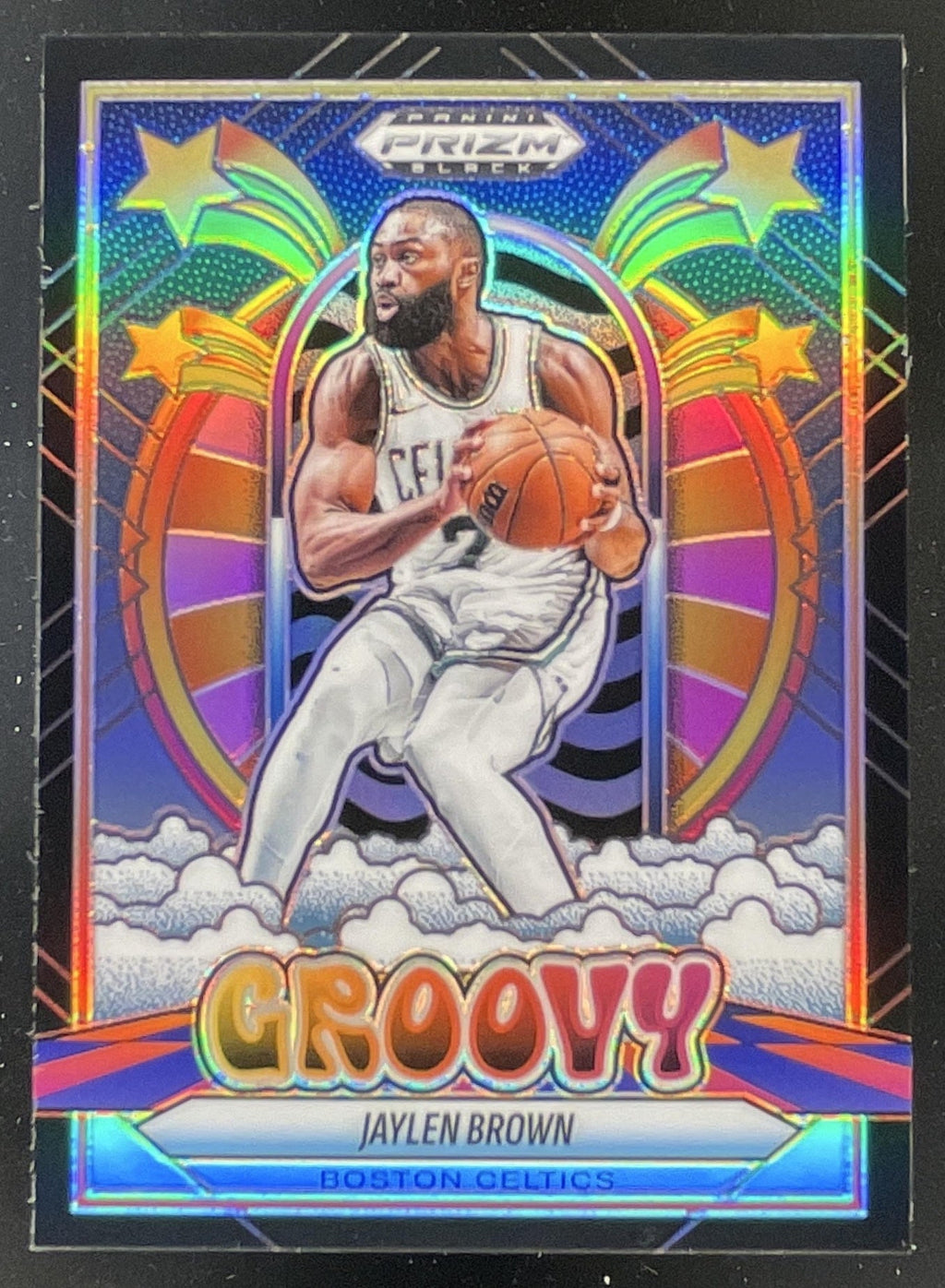 2024-25 Panini Prizm Black Groovy #2 Jaylen Brown SSP product image 1, provided for visual reference and product detail