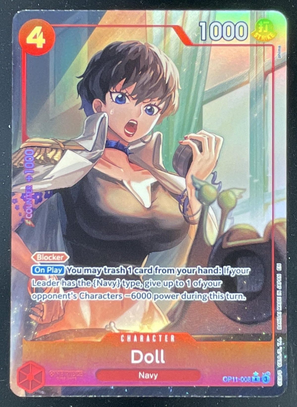 2025 One Piece A Fist of Divine Speed Rare #OP11-008 Doll Alternative Art product image 1, provided for visual reference and