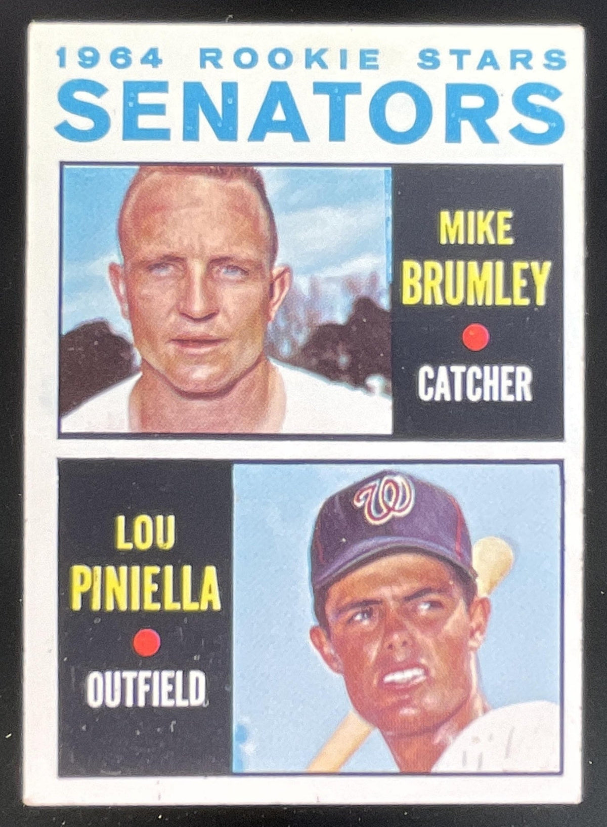 1964 Topps #167 Senators 1964 Rookie Stars Mike Brumley Lou Piniella RC product image 1, provided for visual reference and