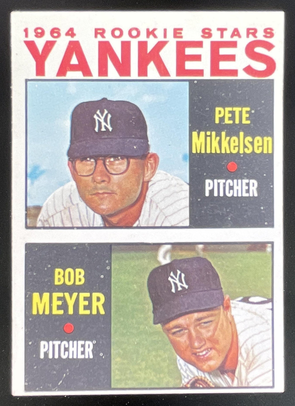 1964 Topps #488 Yankees 1964 Rookie Stars Pete Mikkelsen Bob Meyer RC product image 1, provided for visual reference and