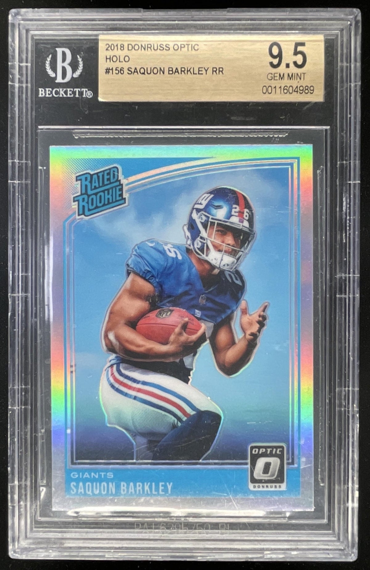 2018 Panini Donruss Optic Holo Prizm #156 Saquon Barkley RC BGS 9.5 product image 1, provided for visual reference and