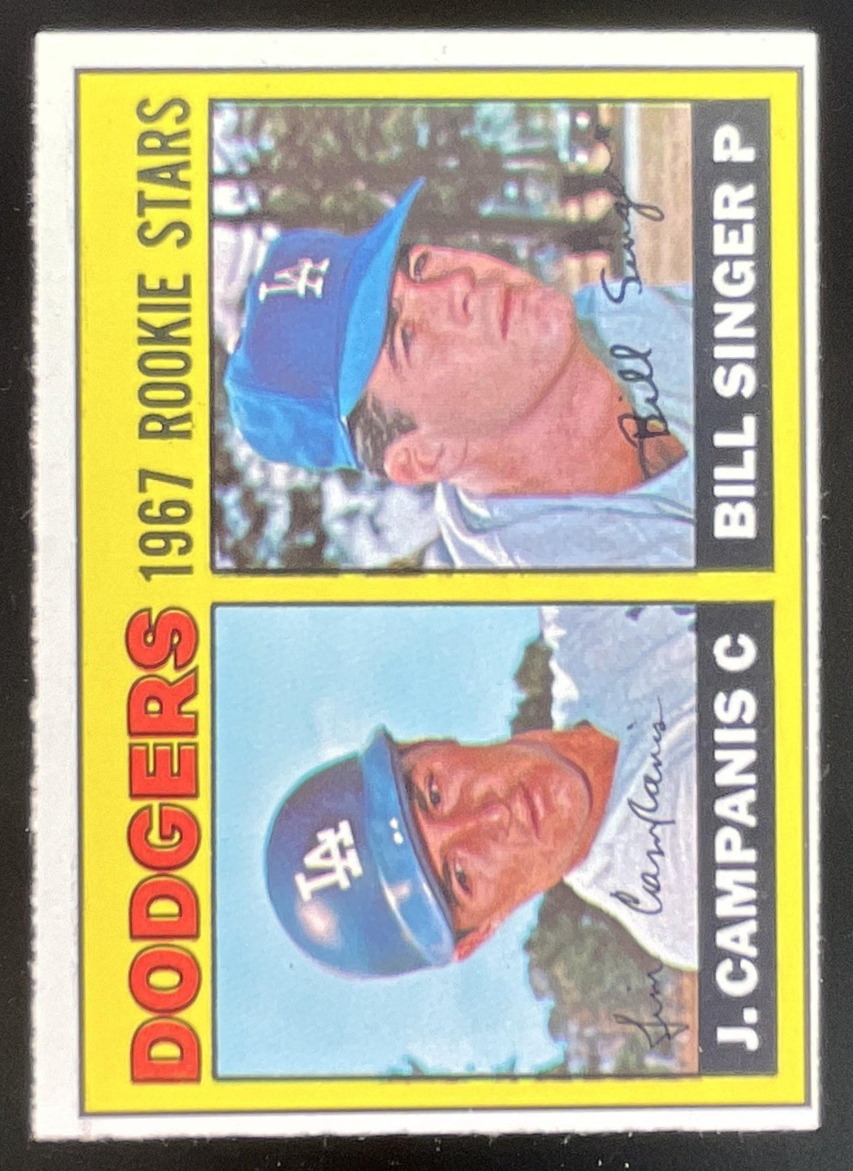 1967 Topps #12 Dodgers 1967 Rookie Stars Jimmy Campanis Bill Singer RS, RC product image 1, provided for visual reference