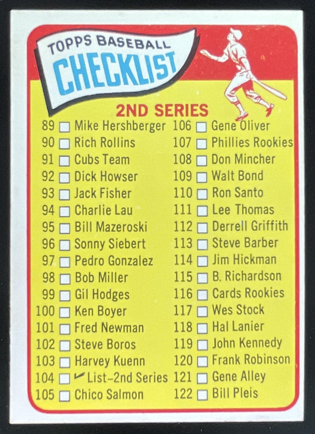 1965 Topps #104 2nd Series Checklist: 89-176 product image 1, provided for visual reference and product detail review