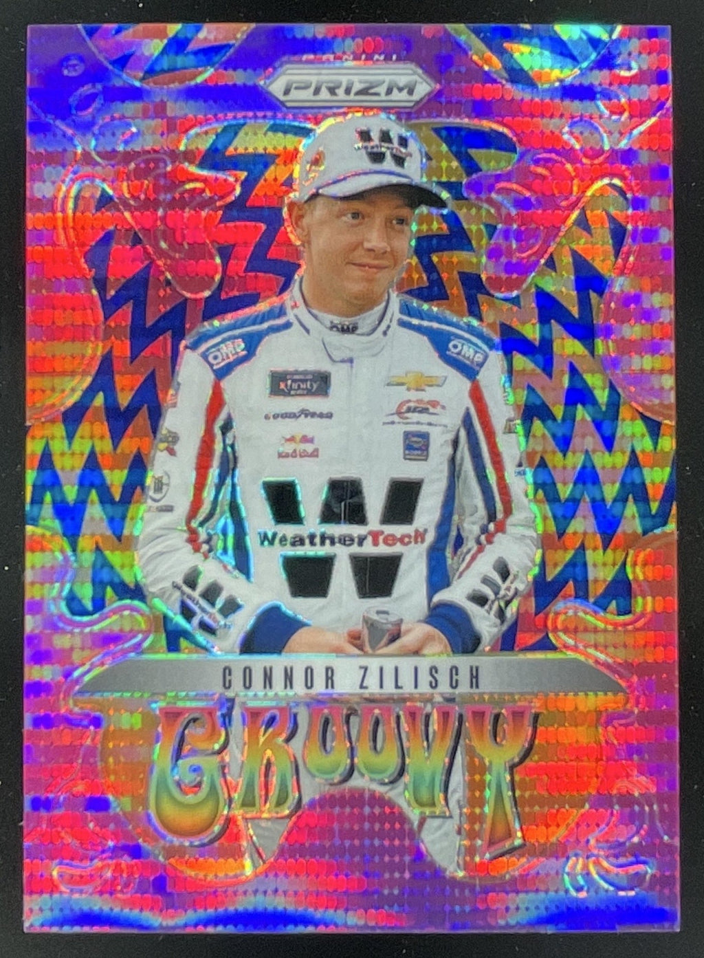 2025 Panini Prizm NASCAR Groovy Blue Pulsar Prizms #12 Connor Zilisch /75 product image 1, provided for visual reference and