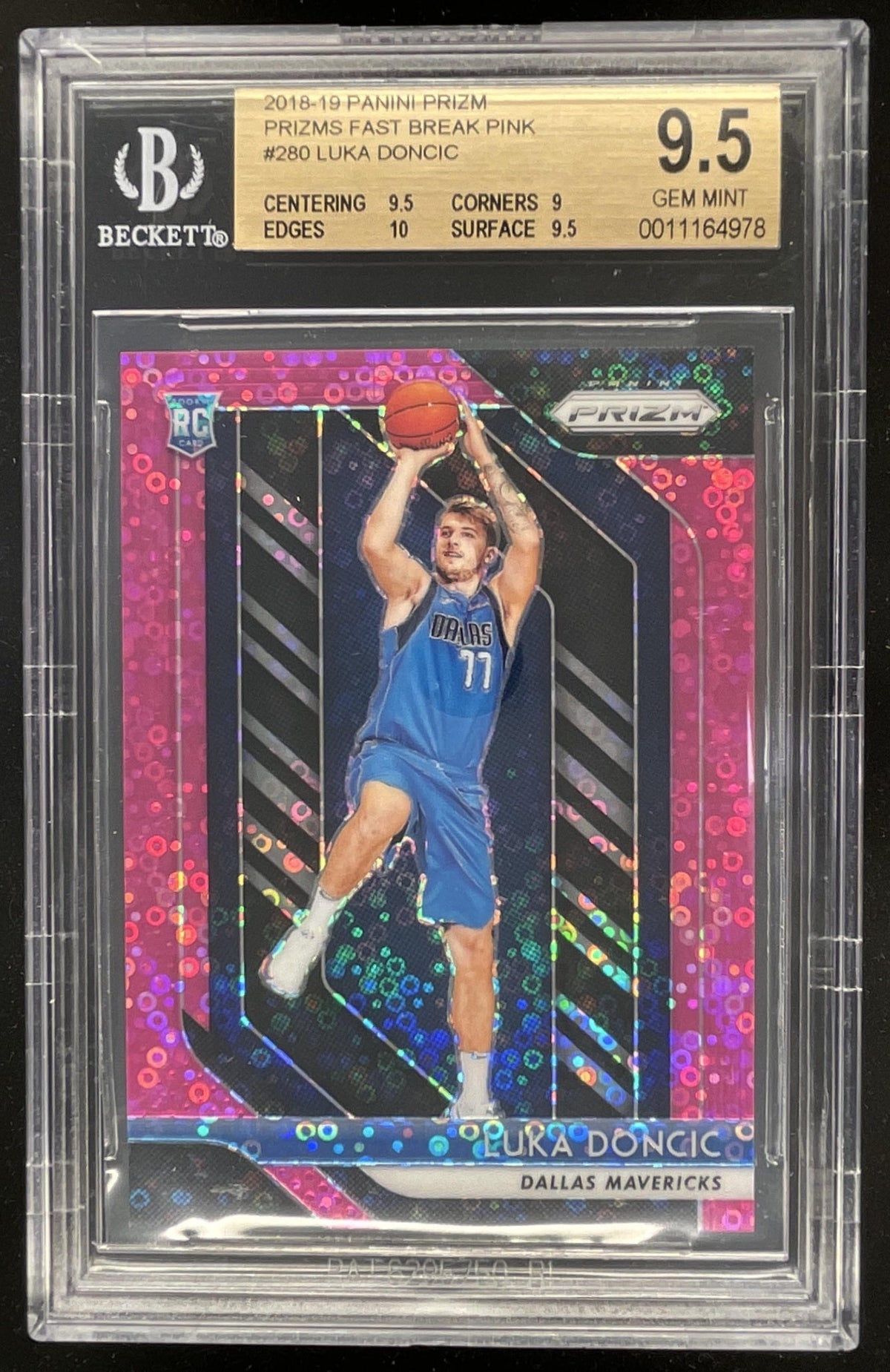 2018-19 Panini Prizm Prizms Fast Break Pink #280 Luka Doncic RC /50 BGS 9.5 product image 1, provided for visual reference