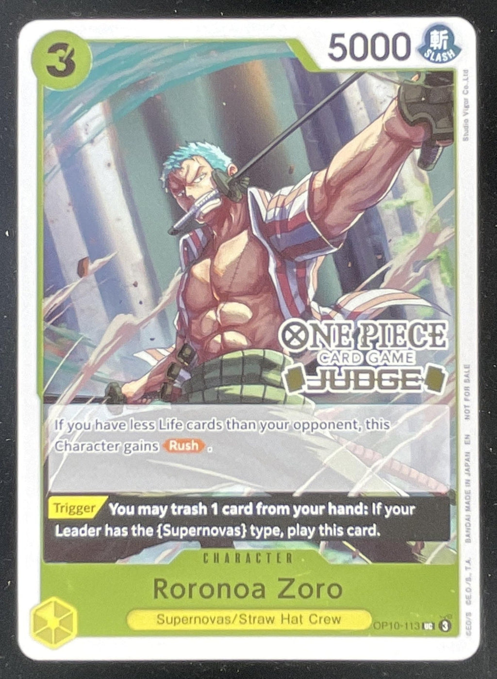 One Piece Roronoa Zoro Judge Pack Vol. 6 - One Piece Promotion Cards OP-PR product image 1, provided for visual reference