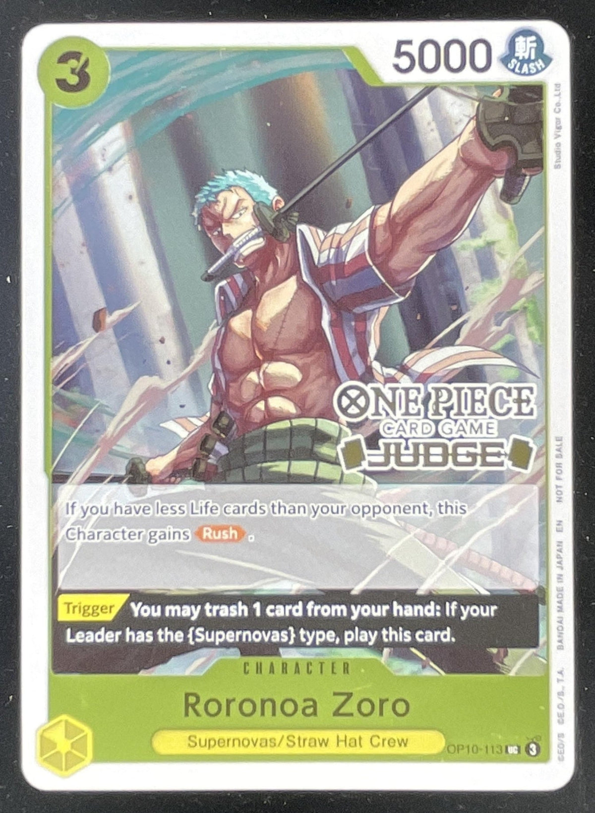 One Piece Roronoa Zoro Judge Pack Vol. 6 - One Piece Promotion Cards OP-PR product image 1, provided for visual reference