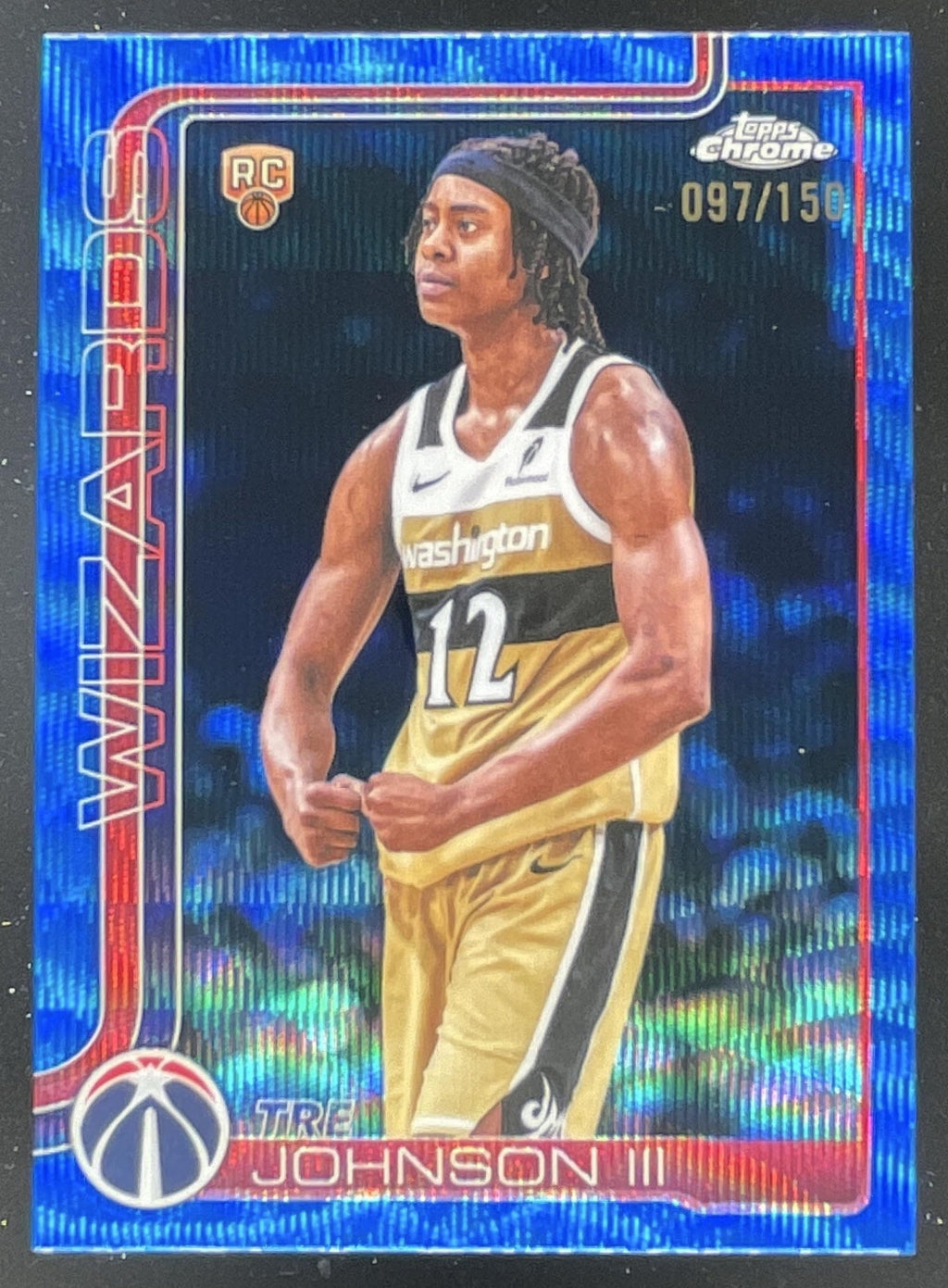 2025-26 Topps Chrome Update Blue Wave Refractor #156 Tre Johnson III RC /150 product image 1, provided for visual reference