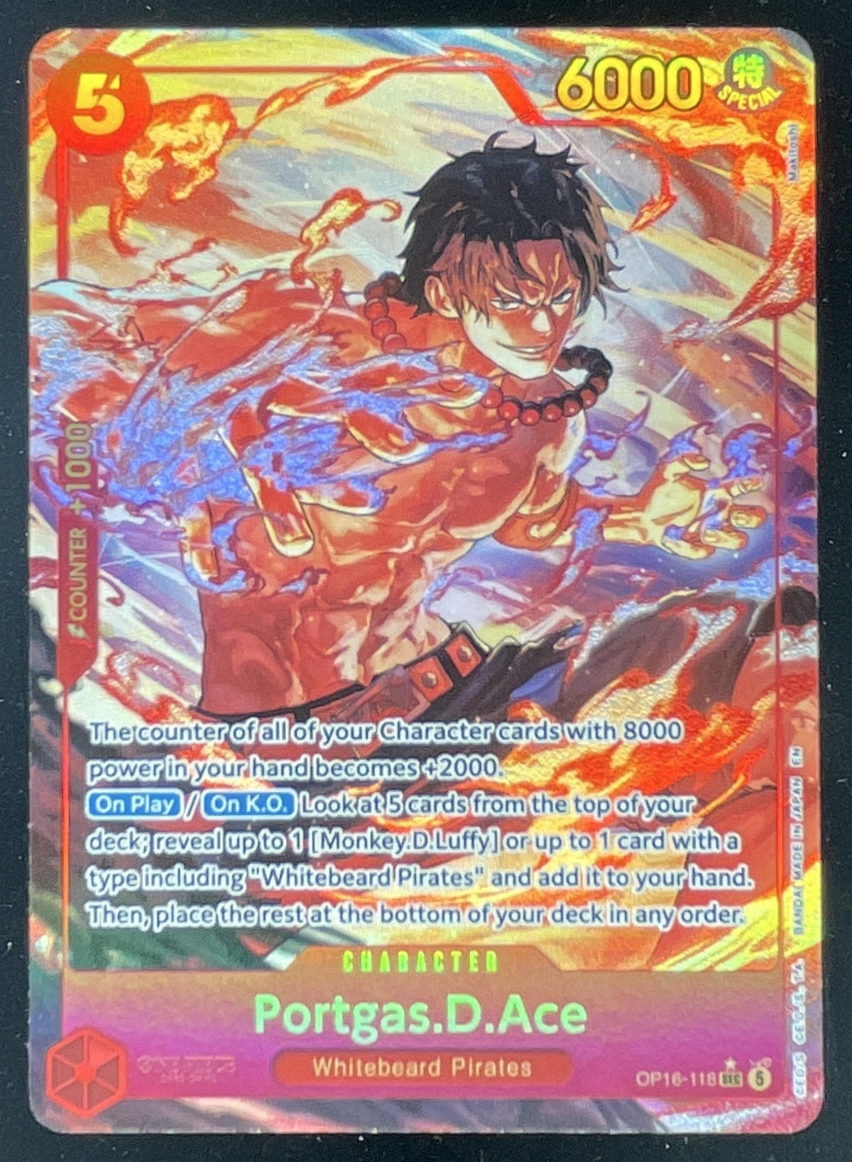 2026 One Piece The Time of Battle Secret Rare #OP16-118 Portgas.D.Ace product image 1, provided for visual reference and