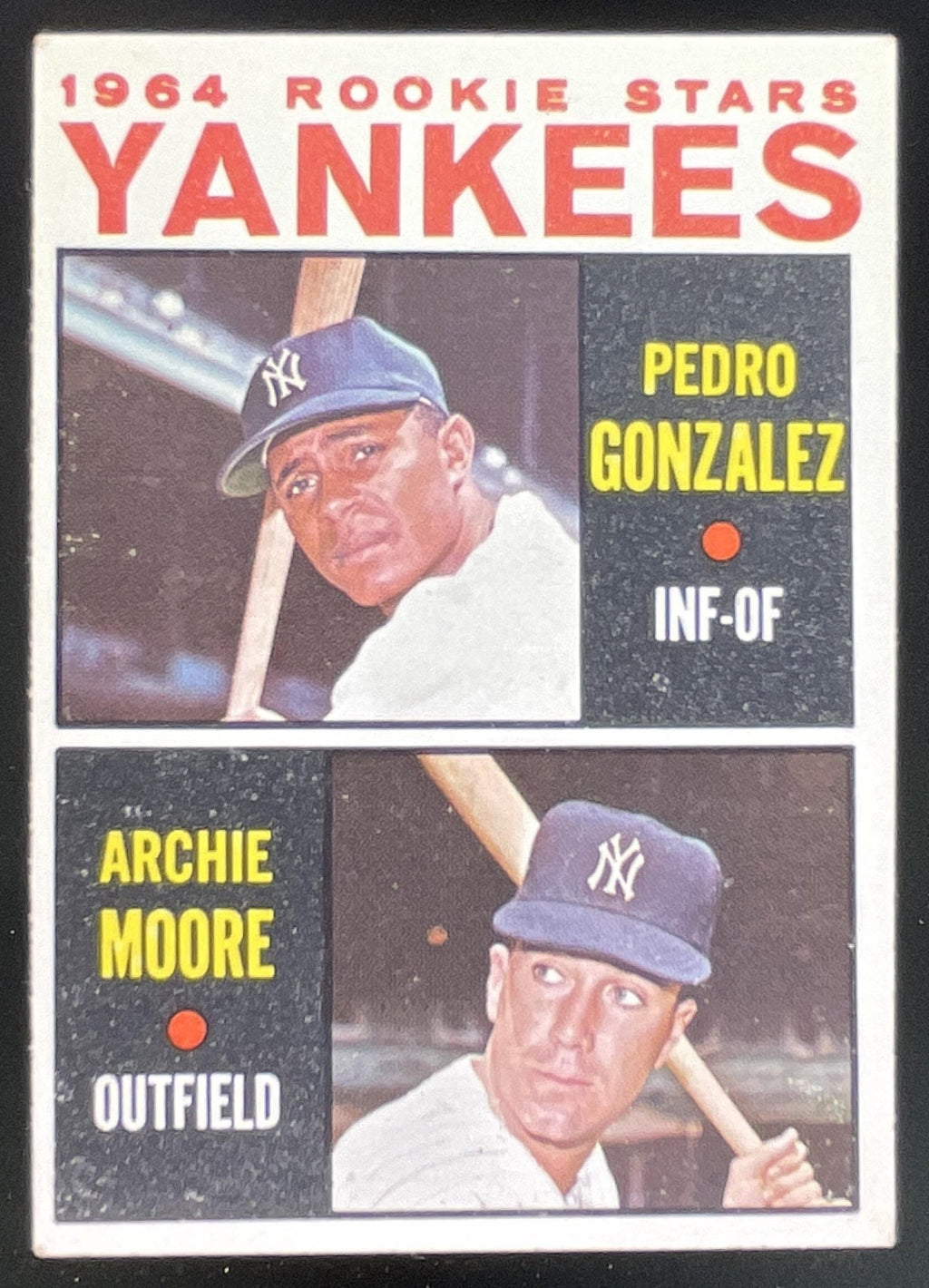 1964 Topps #581 Yankees 1964 Rookie Stars Pedro Gonzalez Archie Moore RC product image 1, provided for visual reference and