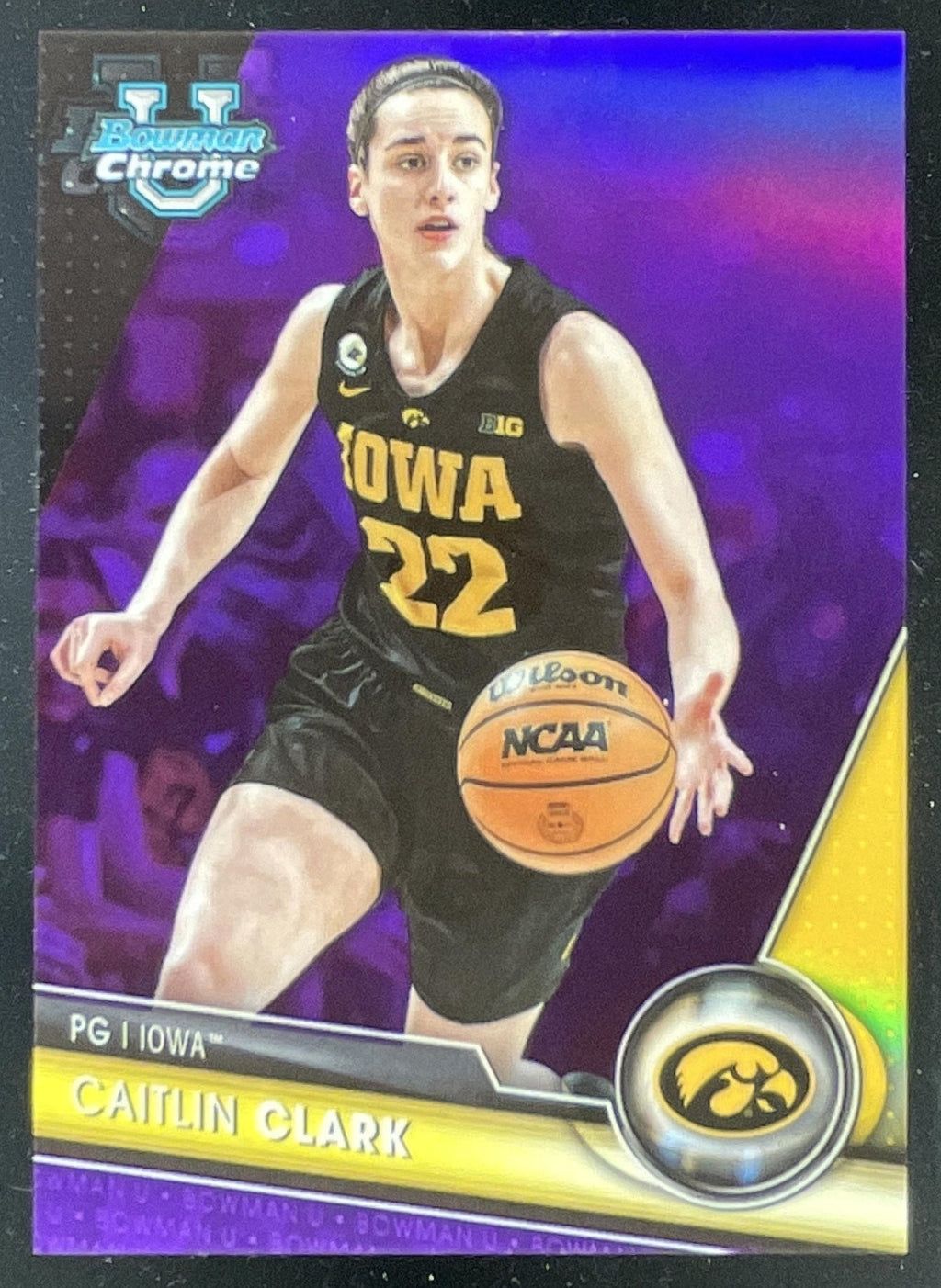 2023-24 Bowman University Chrome Purple Refractor #34 Caitlin Clark /399 product image 1, provided for visual reference and