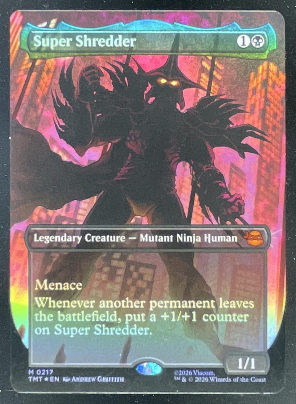 2026 Magic: The Gathering TMNT Rare Foil Etched #TMT-217 Super Shredder product image 1, provided for visual reference and