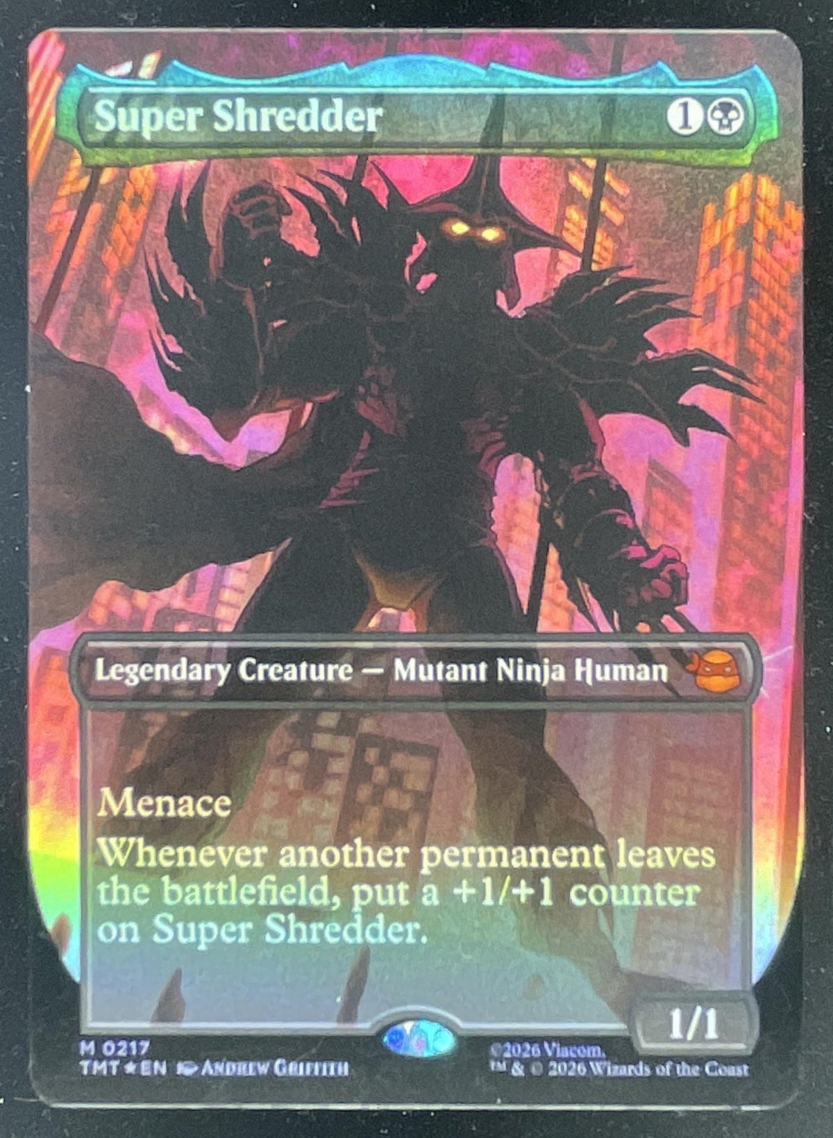 2026 Magic: The Gathering TMNT Rare Foil Etched #TMT-217 Super Shredder product image 1, provided for visual reference and