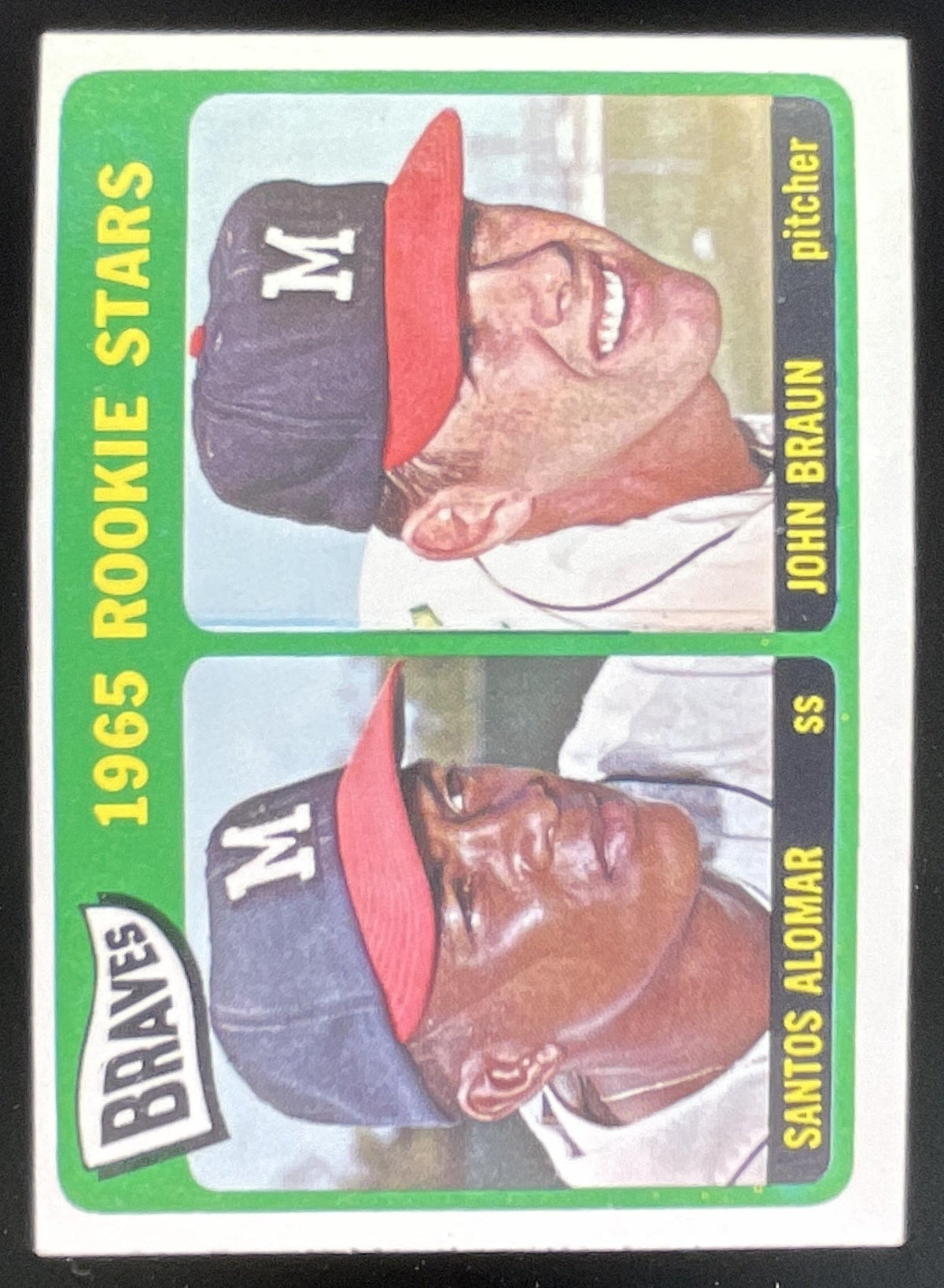 1965 Topps #82 Braves 1965 Rookie Stars Santos Alomar John Braun RS, RC product image 1, provided for visual reference and