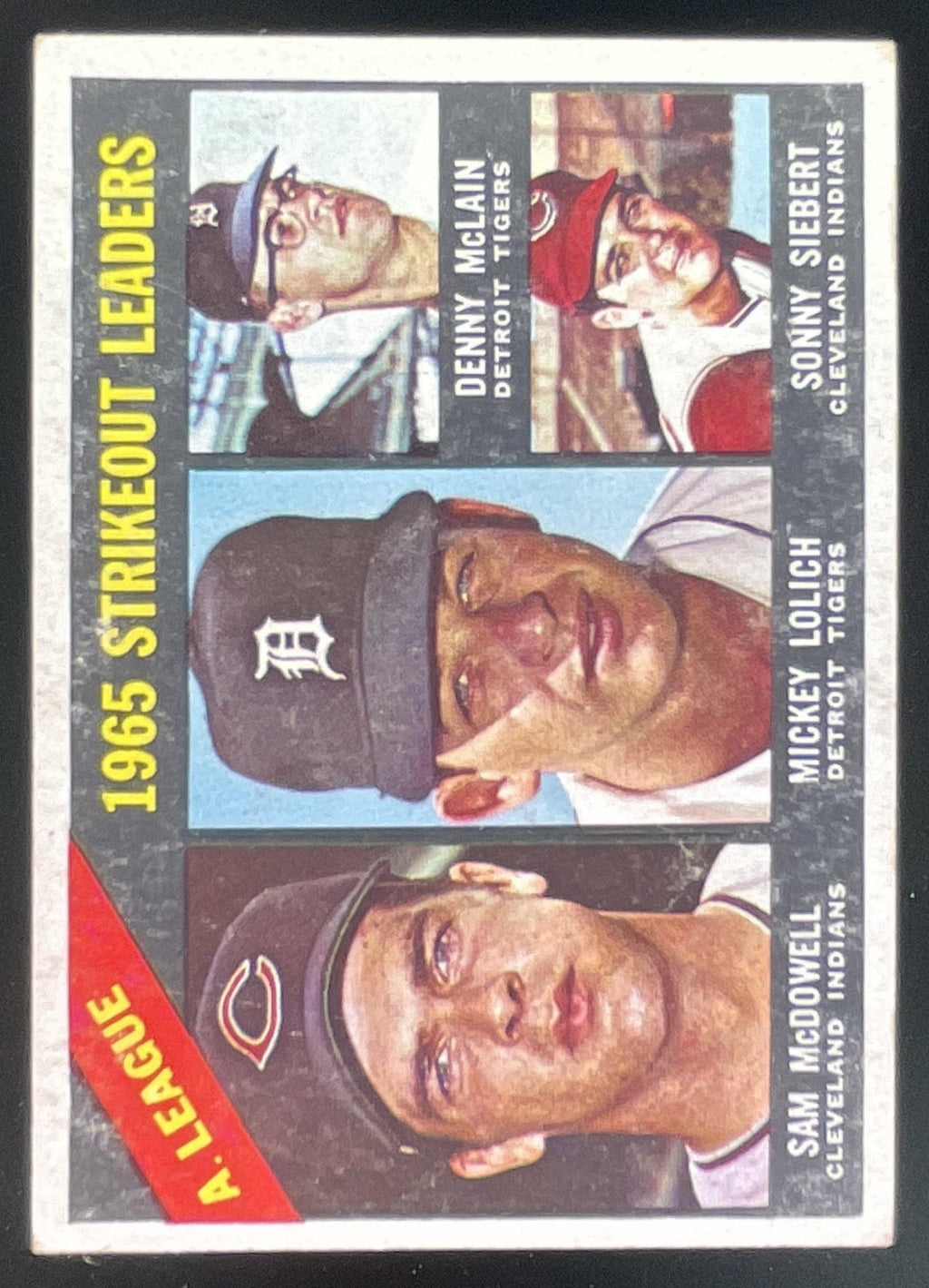 1966 Topps #226 Sam McDowell Mickey Lolich Denny McLain Sonny Siebert product image 1, provided for visual reference and