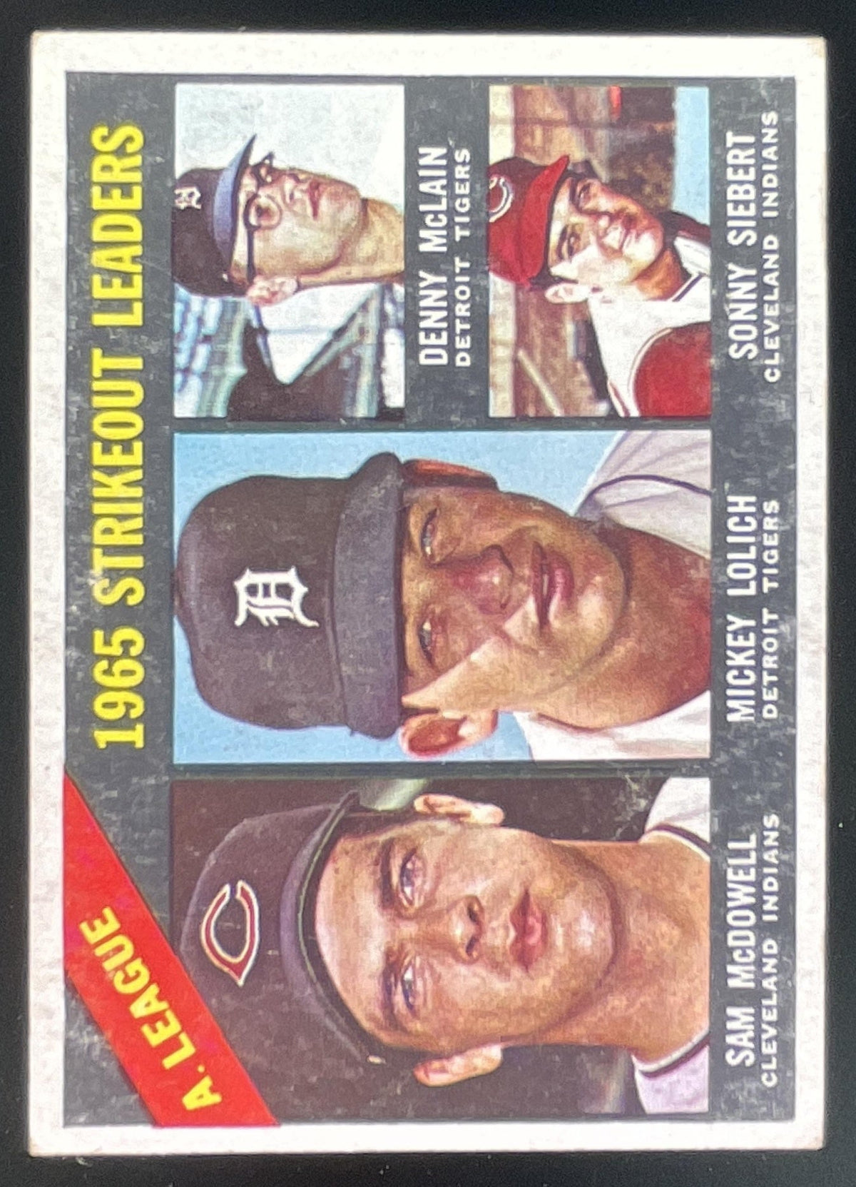 1966 Topps #226 Sam McDowell Mickey Lolich Denny McLain Sonny Siebert product image 1, provided for visual reference and