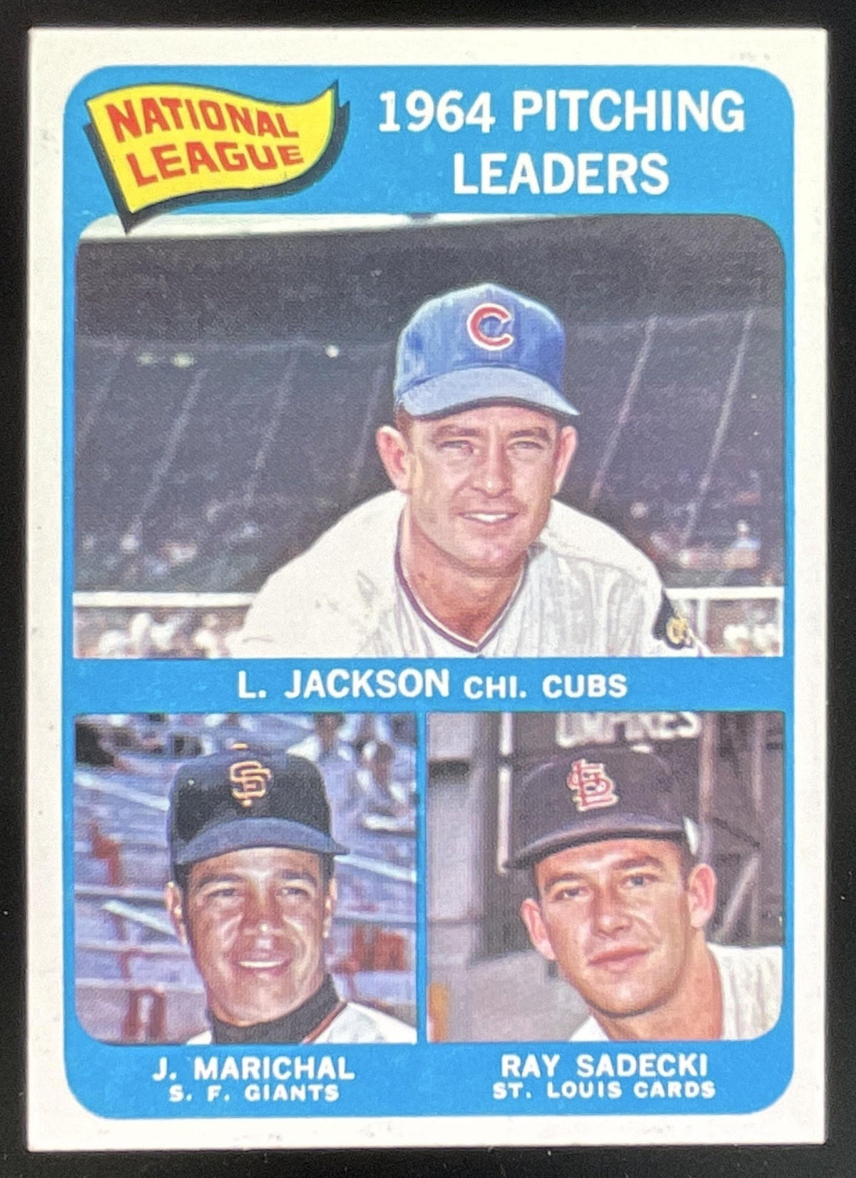 1965 Topps #10 National League Larry Jackson Juan Marichal Ray Sadecki product image 1, provided for visual reference and