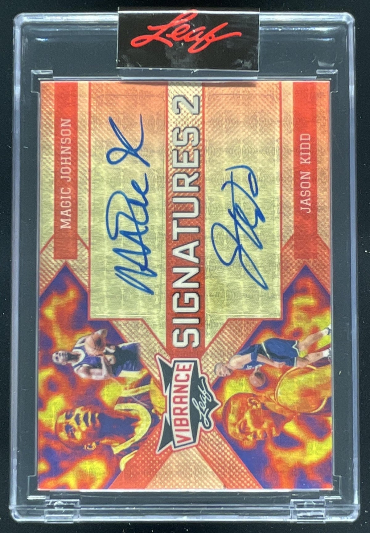 2022 Leaf Vibrance Red Flood Gold Circles Magic Johnson Jason Kidd Auto 1/1 product image 1, provided for visual reference