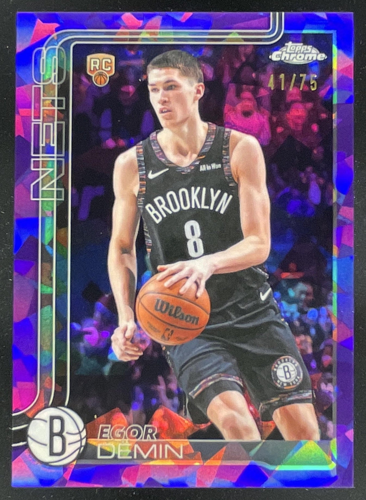 2025-26 Topps Chrome Update Sapphire Purple Refractor #158 Egor Demin RC /75 product image 1, provided for visual reference