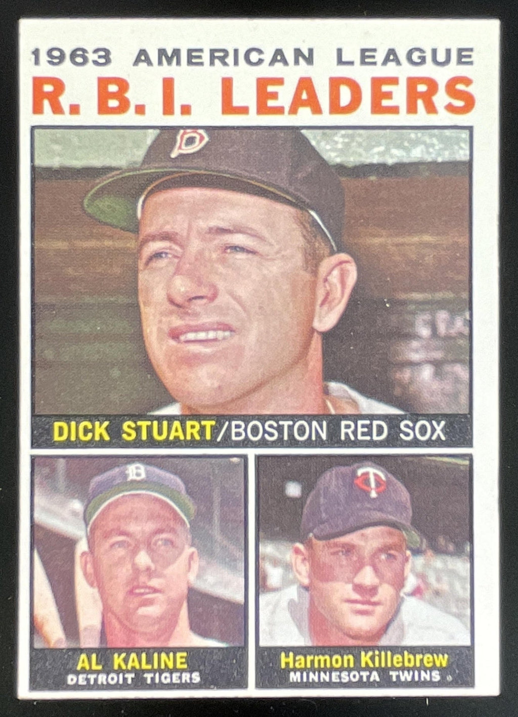 1964 Topps #12 Dick Stuart Al Kaline Harmon Killebrew League Leaders product image 1, provided for visual reference and