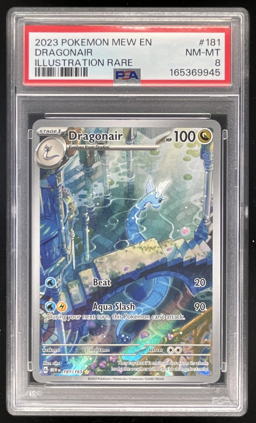 2023 Pokemon SV 151 #181/165 Dragonair Illustration Rare PSA 8 product image 1, provided for visual reference and product