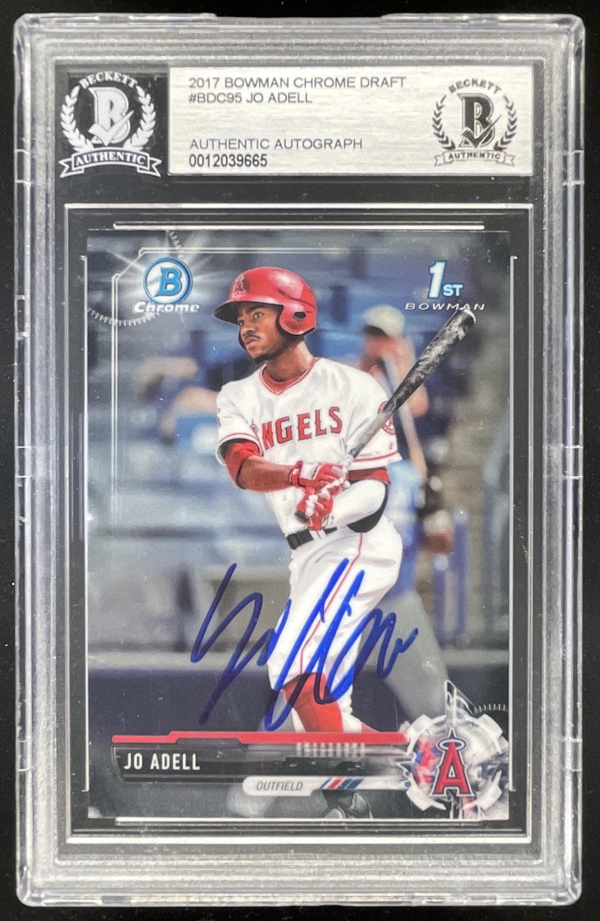 2017 Bowman Draft Chrome #95 Jo Adell RC Base w/on card Auto Beckett Authentic product image 1, provided for visual