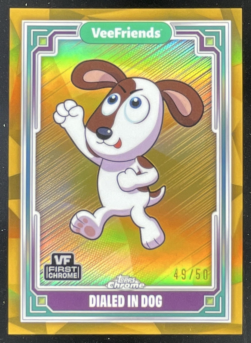 2025 Topps Chrome VeeFriends Gold Refractor #31 Dialed In Dog /50 product image 1, provided for visual reference and product
