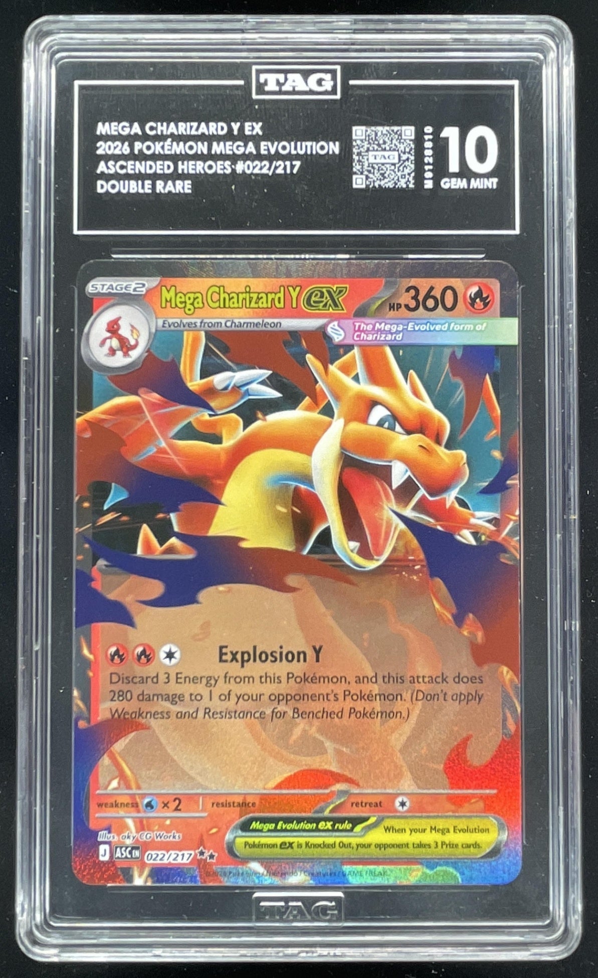 2026 Pokemon Ascended Heroes #022/217 Mega Charizard Y ex Double Rare TAG 10 product image 1, provided for visual reference