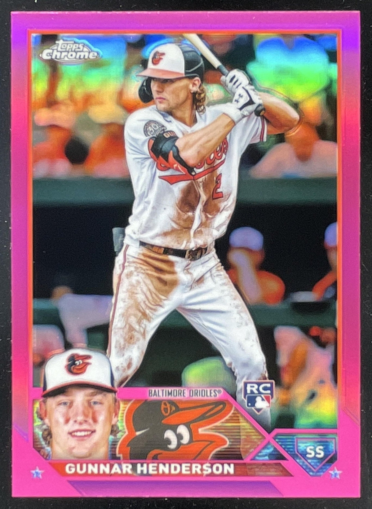 2023 Topps Chrome Pink Refractor #2 Gunnar Henderson RC product image 1, provided for visual reference and product detail