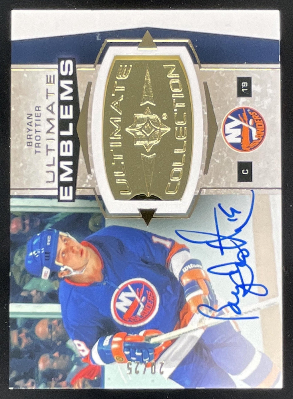 2025 UD Ultimate Collection Ultimate Emblems Gold #UE-BT Bryan Trottier Auto /25 product image 1, provided for visual
