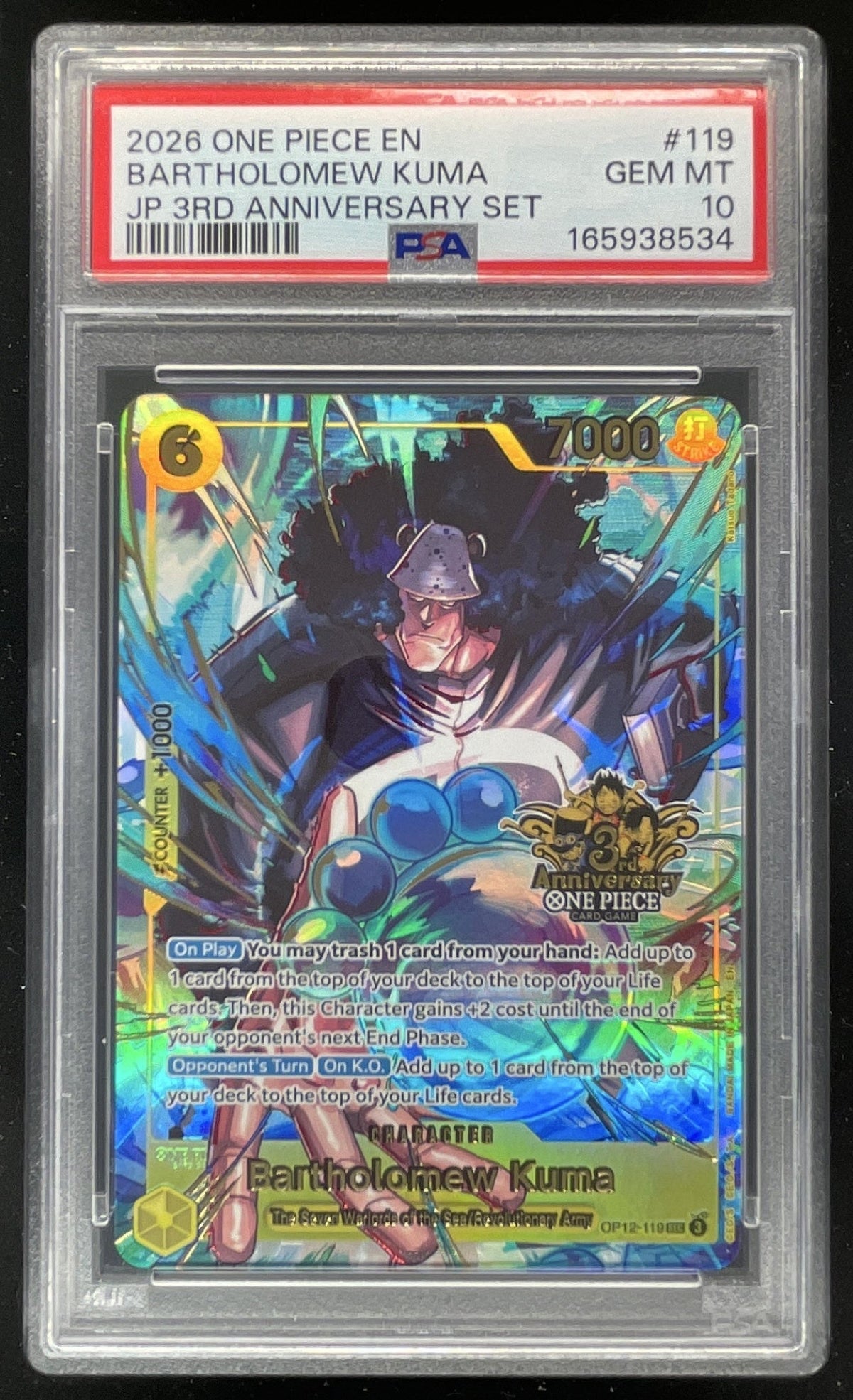 2025 One Piece Legacy of the Master Japanese Art #119 Bartholomew Kuma PSA 10 product image 1, provided for visual reference