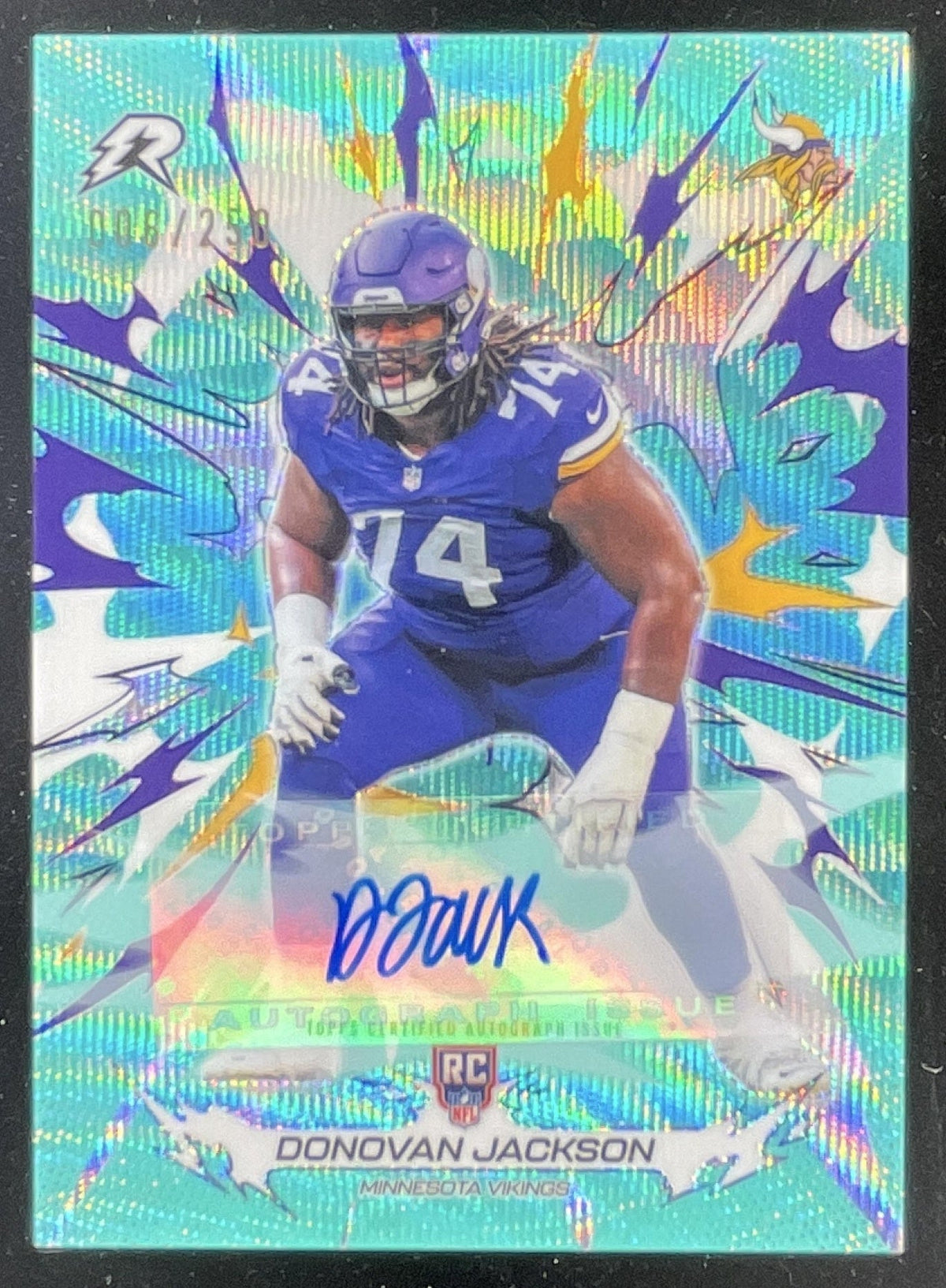 2025 Topps Resurgence Signatures Aqua Surge #158 Donovan Jackson RC Auto /250 product image 1, provided for visual reference