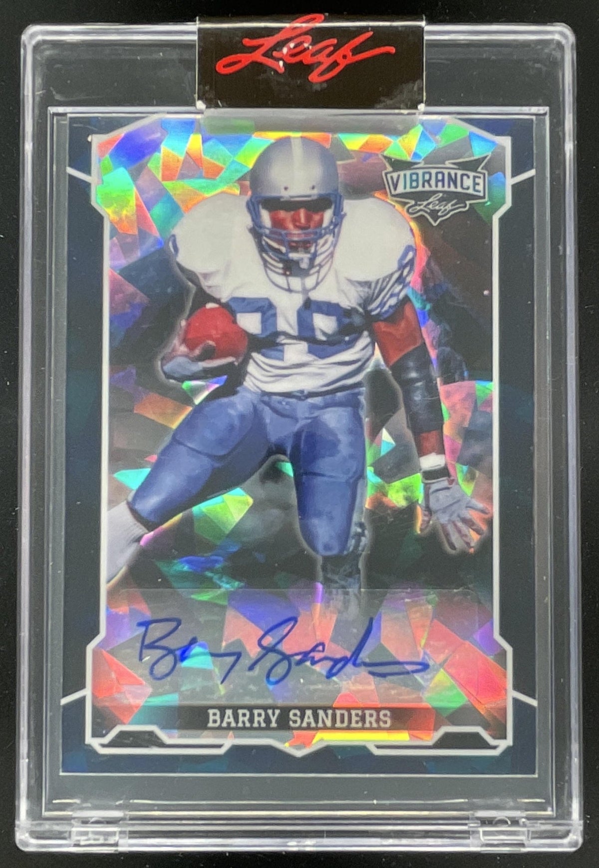 2022 Leaf Vibrance Navy Blue Crystal #BA-BS1 Barry Sanders Auto product image 1, provided for visual reference and product